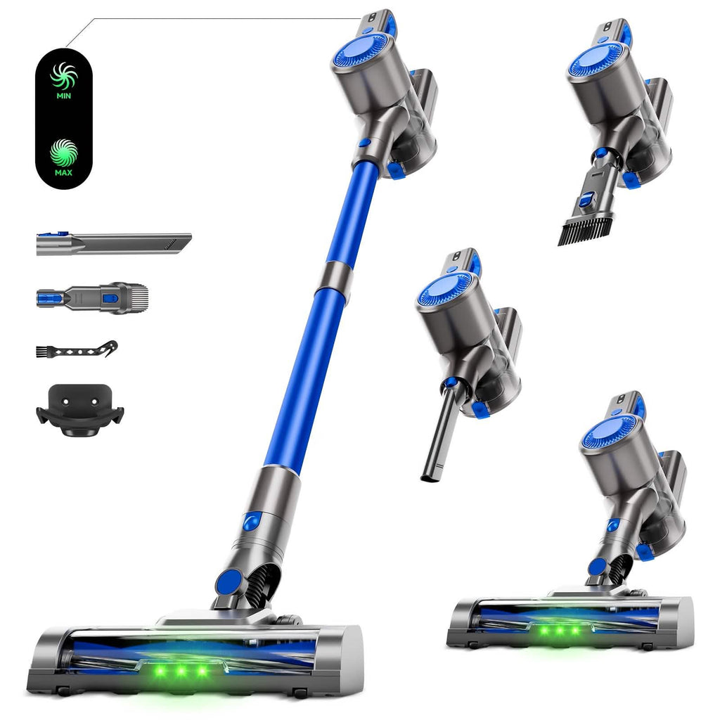 Cordless Vacuum Cleaner with LED Light & Removable Battery – Blue