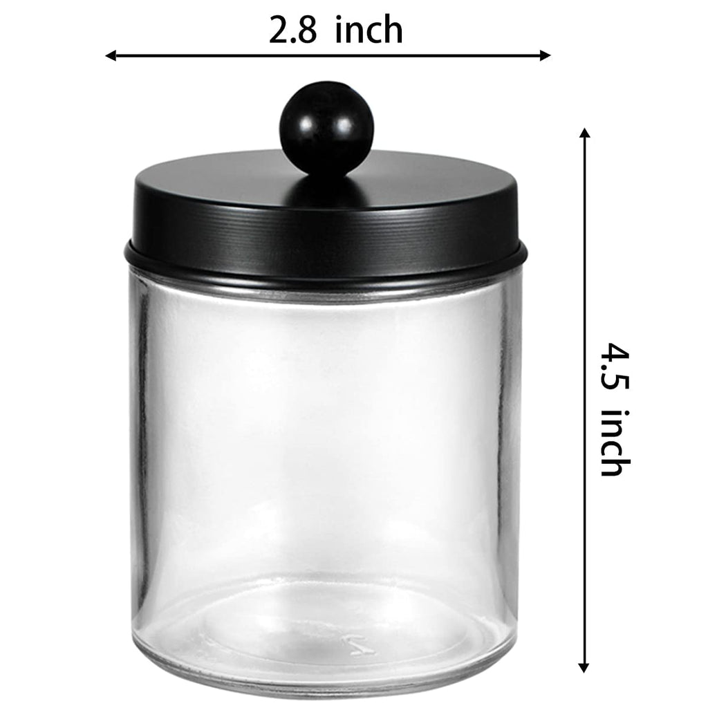 Amolliar 4Pc Apothecary Jars Bathroom Vanity Storage Organizer Set -Countertop Canister with Stainless Steel Lids &Stickers - Qtip Dispenser Holder for Qtip,Cotton Swab,Makeup Sponge (Brushed Nickel)