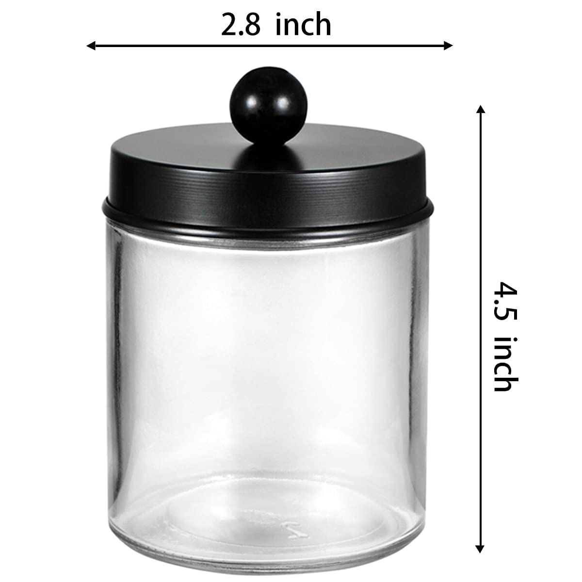 Amolliar 4Pc Apothecary Jars Bathroom Vanity Storage Organizer Set -Countertop Canister with Stainless Steel Lids &Stickers - Qtip Dispenser Holder for Qtip,Cotton Swab,Makeup Sponge (Brushed Nickel)