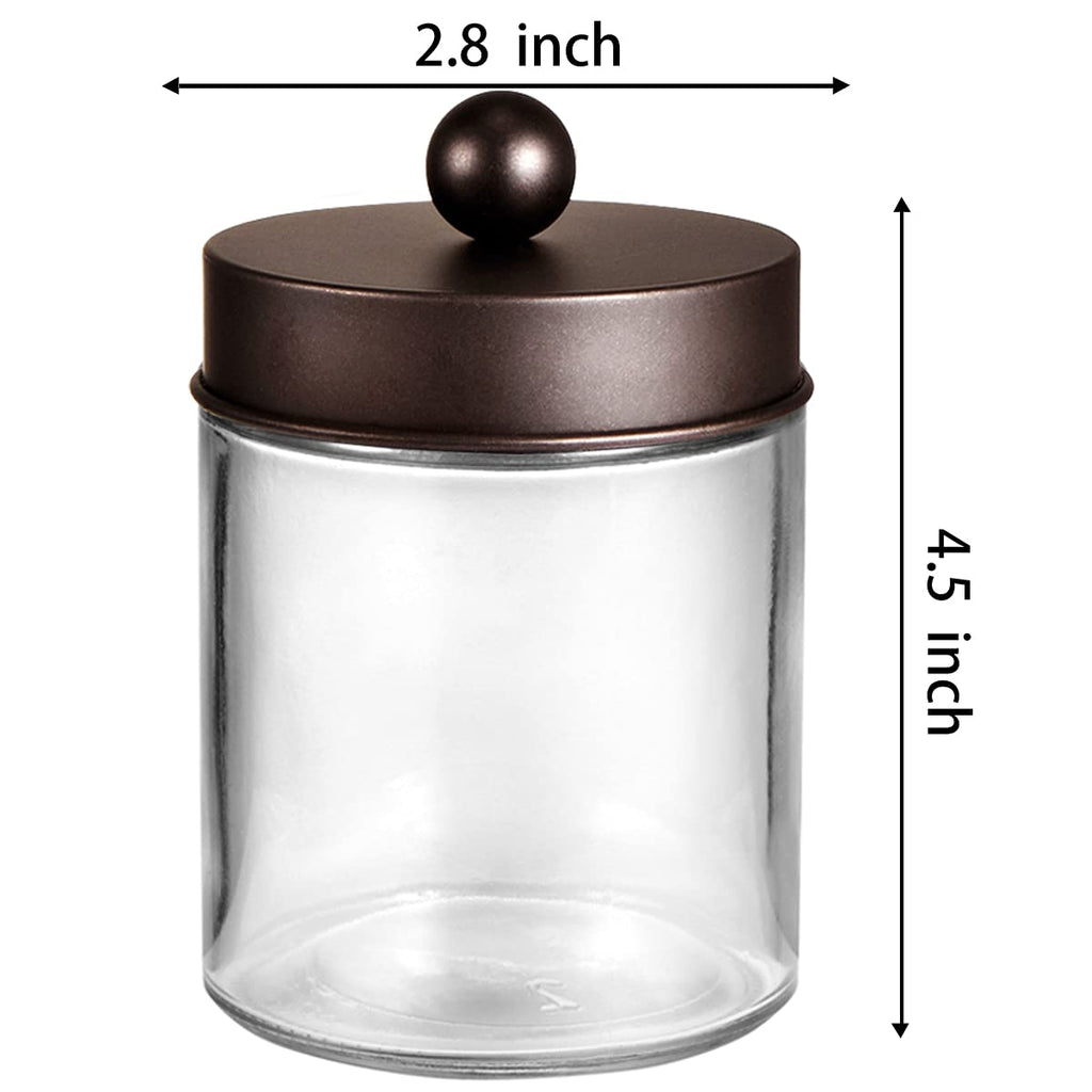 Amolliar 4Pc Apothecary Jars Bathroom Vanity Storage Organizer Set -Countertop Canister with Stainless Steel Lids &Stickers - Qtip Dispenser Holder for Qtip,Cotton Swab,Makeup Sponge (Brushed Nickel)