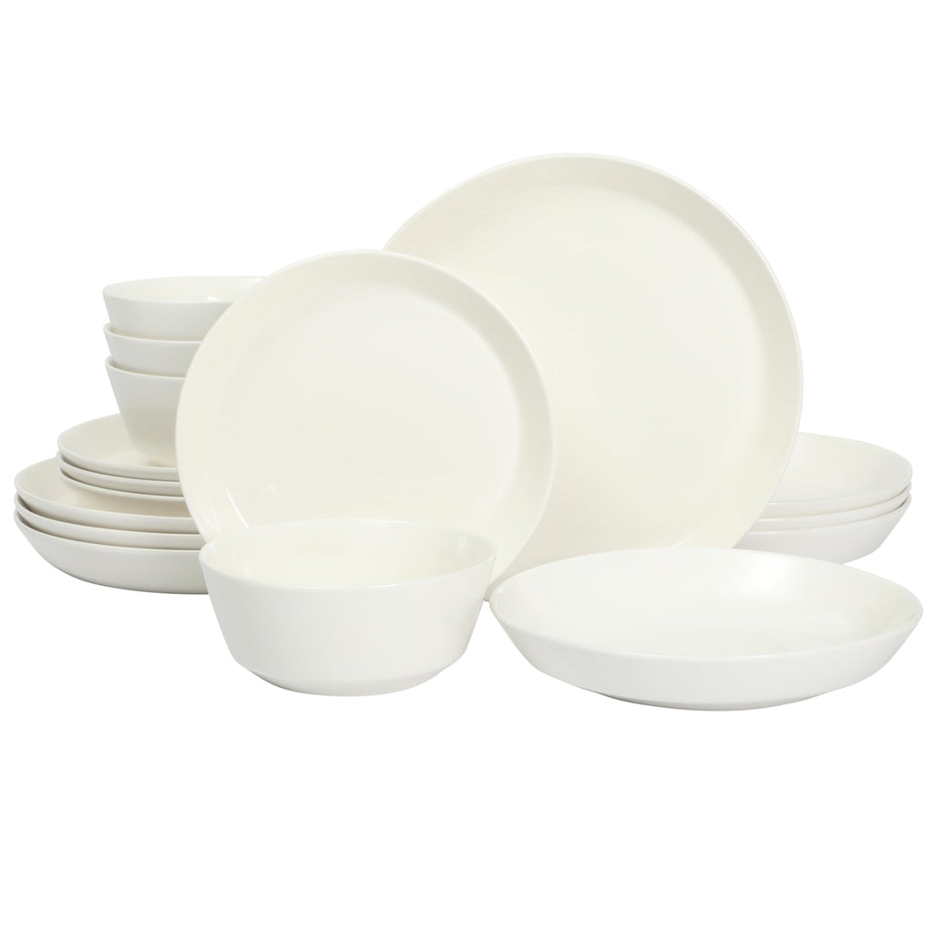 Gibson Home Oslo Porcelain Chip and Scratch Resistant Dinnerware Set, Service for 4 (16pcs), Ceramic Plates and Bowls Dishes Sets, White - Microwave and Dishwasher Safe