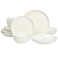 Gibson Home Oslo Porcelain Chip and Scratch Resistant Dinnerware Set, Service for 4 (16pcs), Ceramic Plates and Bowls Dishes Sets, White - Microwave and Dishwasher Safe
