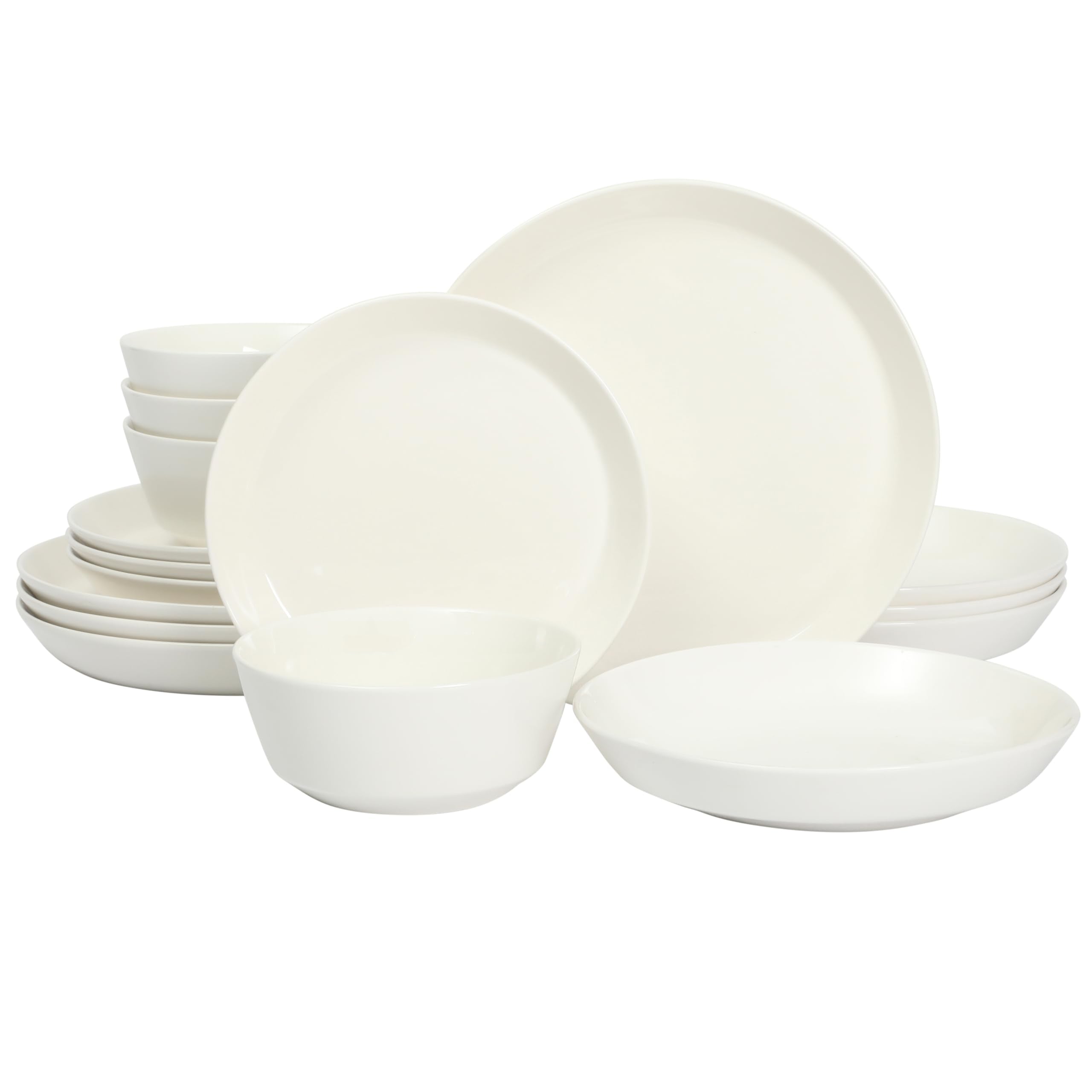 Gibson Home Oslo Porcelain Chip and Scratch Resistant Dinnerware Set, Service for 4 (16pcs), Ceramic Plates and Bowls Dishes Sets, White - Microwave and Dishwasher Safe