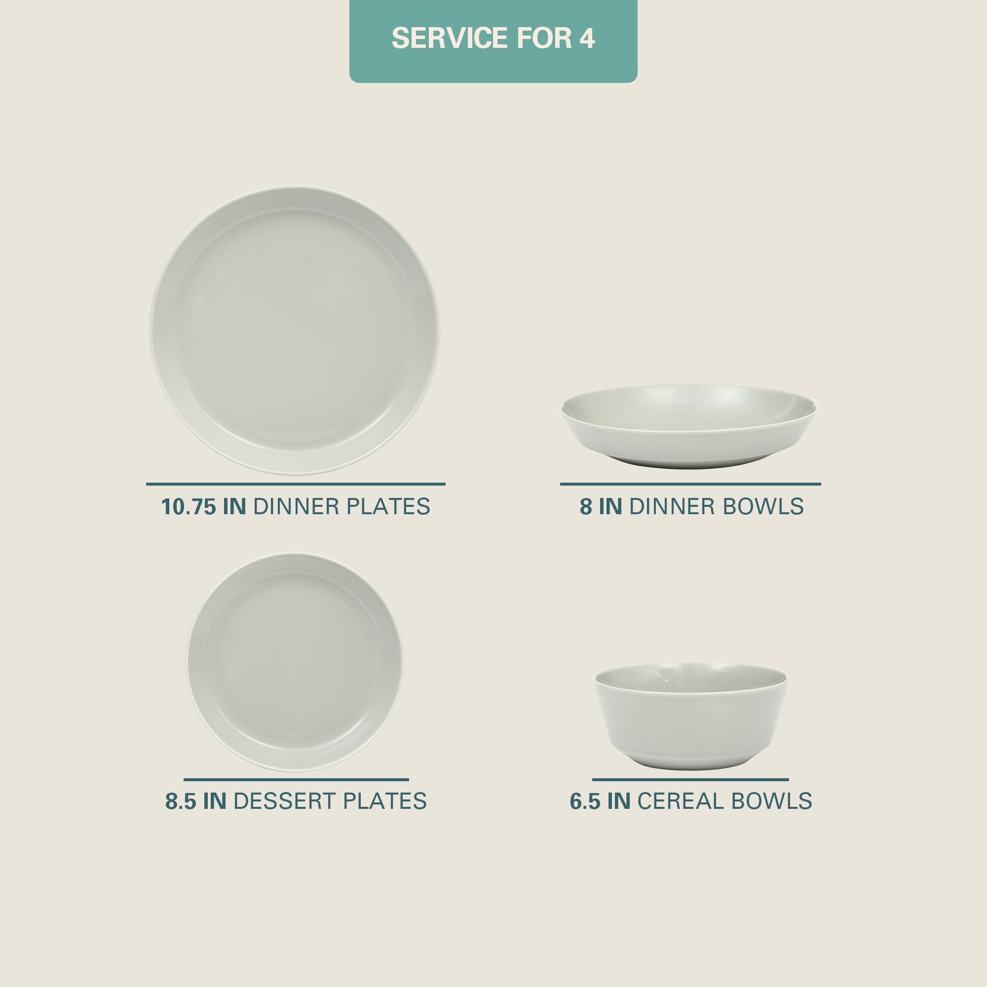 Gibson Home Oslo Porcelain Chip and Scratch Resistant Dinnerware Set, Service for 4 (16pcs), Ceramic Plates and Bowls Dishes Sets, White - Microwave and Dishwasher Safe