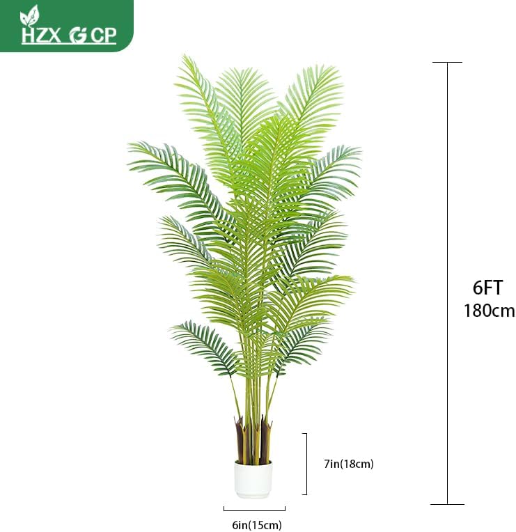 Artificial Palm Tree Indoor 6ft with Realistic Leaves and Adjustable Branches and 15 Trunks, Faux Plants Indoor Tall - Ideal for Home Decor in Living Rooms, Offices, and Bedrooms (6FT Palm Tree)