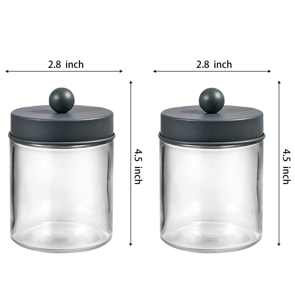 Amolliar 4Pc Apothecary Jars Bathroom Vanity Storage Organizer Set -Countertop Canister with Stainless Steel Lids &Stickers - Qtip Dispenser Holder for Qtip,Cotton Swab,Makeup Sponge (Brushed Nickel)