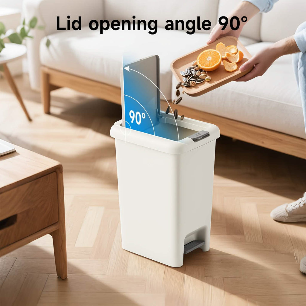 10L Oval Trash Can – Quiet Press-Top Lid with Foot Pedal