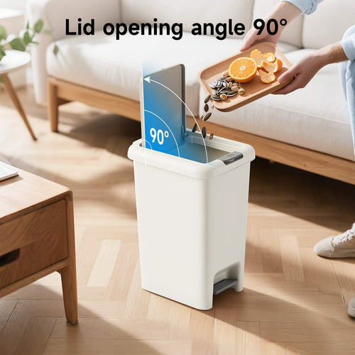 10L Oval Trash Can – Quiet Press-Top Lid with Foot Pedal