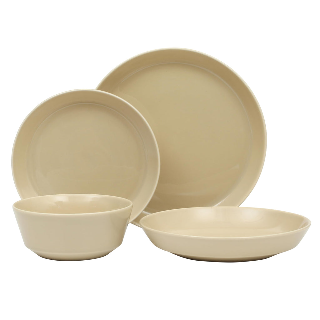 Gibson Home Oslo Porcelain Chip and Scratch Resistant Dinnerware Set, Service for 4 (16pcs), Ceramic Plates and Bowls Dishes Sets, White - Microwave and Dishwasher Safe