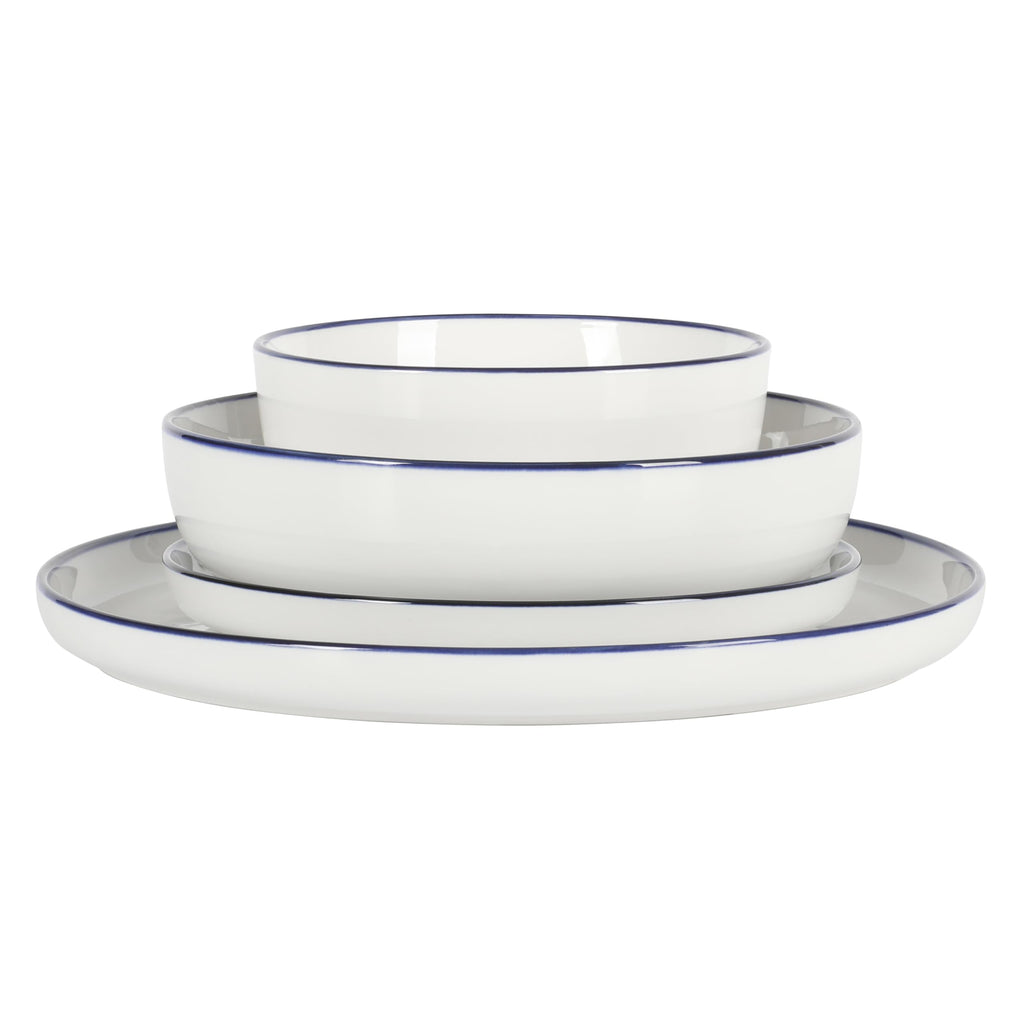 Gibson Home Oslo Porcelain Chip and Scratch Resistant Dinnerware Set, Service for 4 (16pcs), Ceramic Plates and Bowls Dishes Sets, White - Microwave and Dishwasher Safe