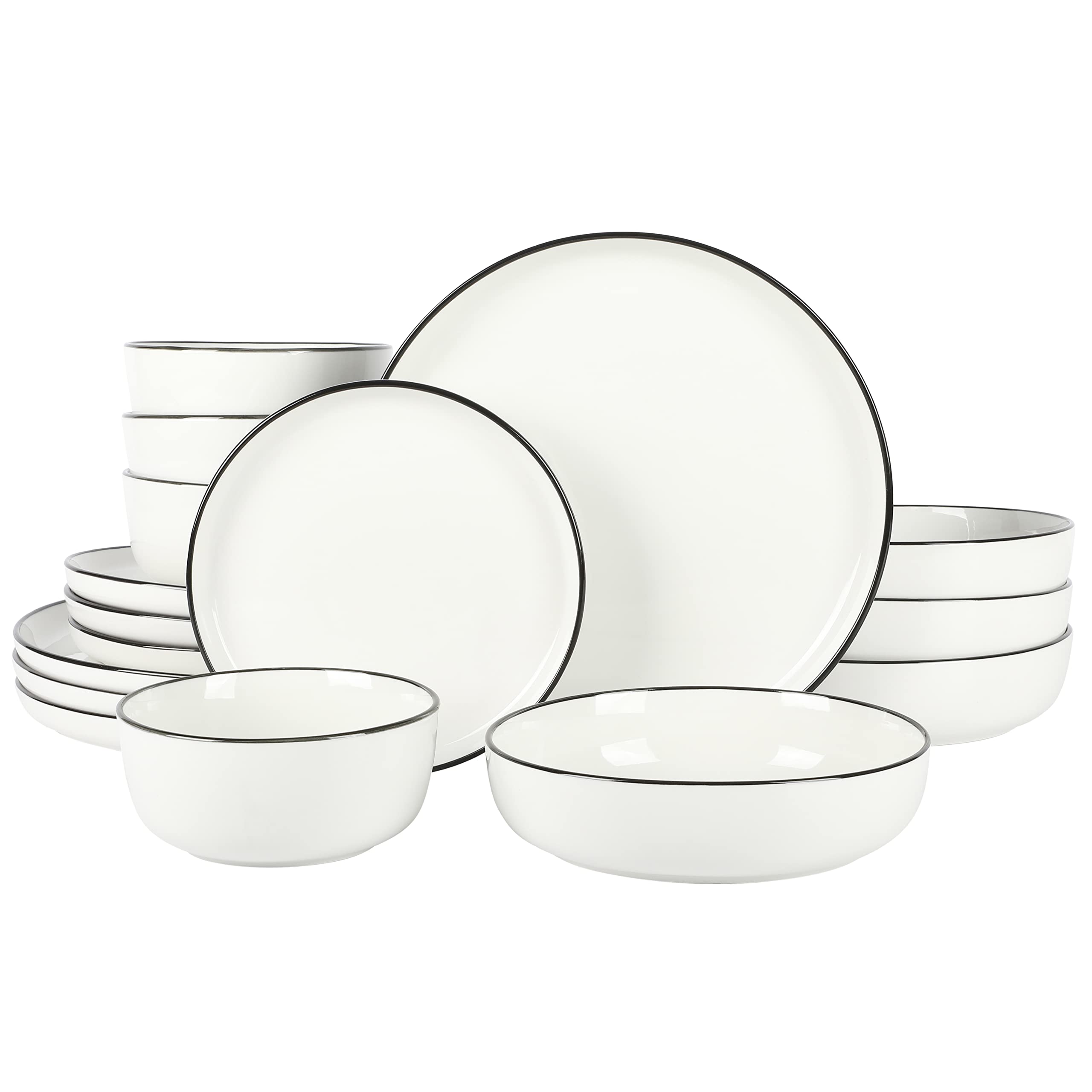 Gibson Home Oslo Porcelain Chip and Scratch Resistant Dinnerware Set, Service for 4 (16pcs), Ceramic Plates and Bowls Dishes Sets, White - Microwave and Dishwasher Safe