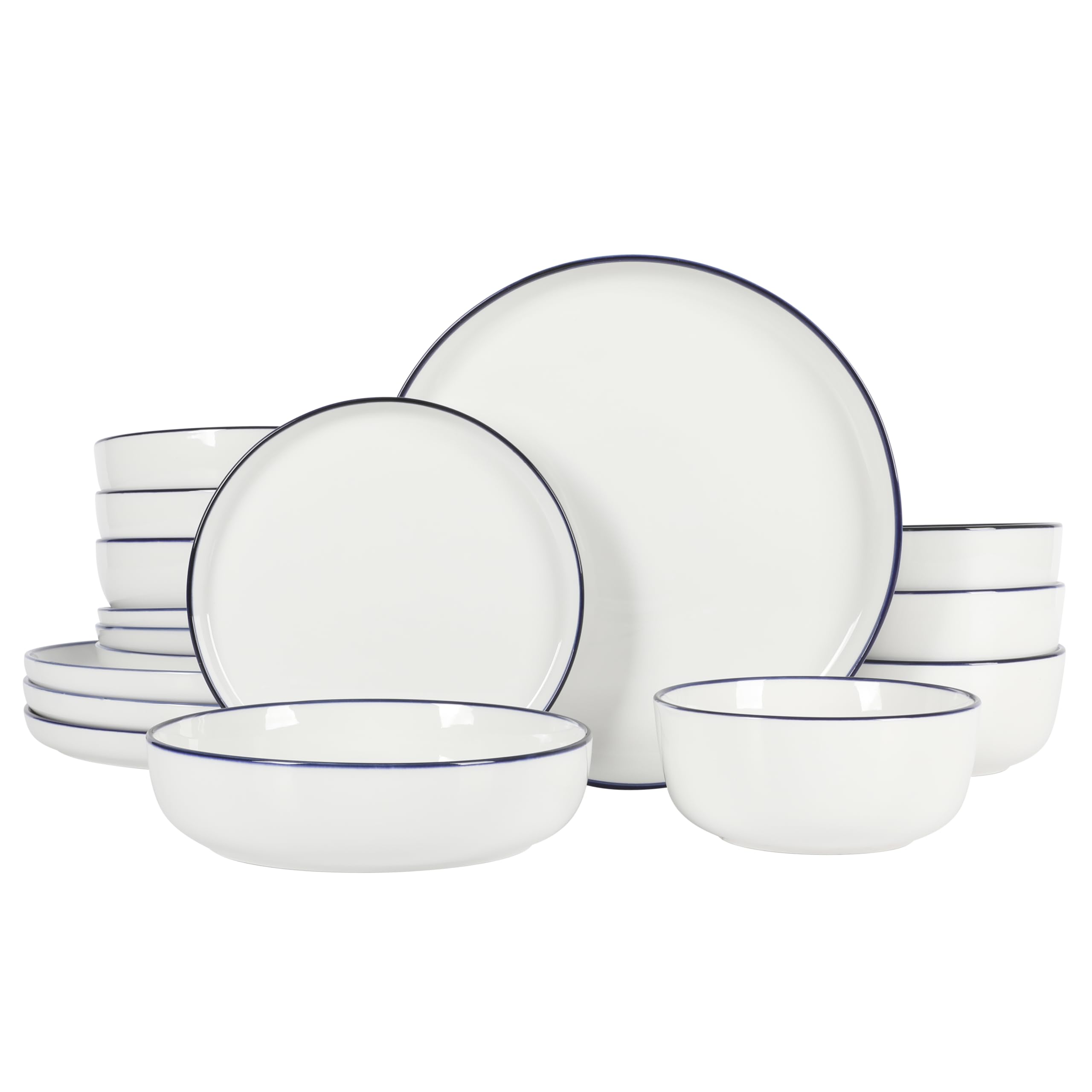 Gibson Home Oslo Porcelain Chip and Scratch Resistant Dinnerware Set, Service for 4 (16pcs), Ceramic Plates and Bowls Dishes Sets, White - Microwave and Dishwasher Safe
