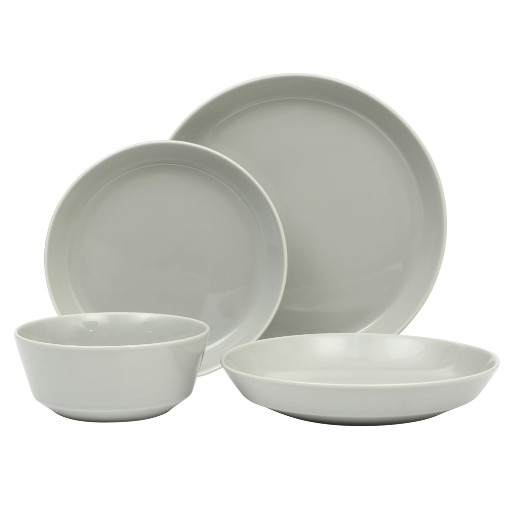 Gibson Home Oslo Porcelain Chip and Scratch Resistant Dinnerware Set, Service for 4 (16pcs), Ceramic Plates and Bowls Dishes Sets, White - Microwave and Dishwasher Safe
