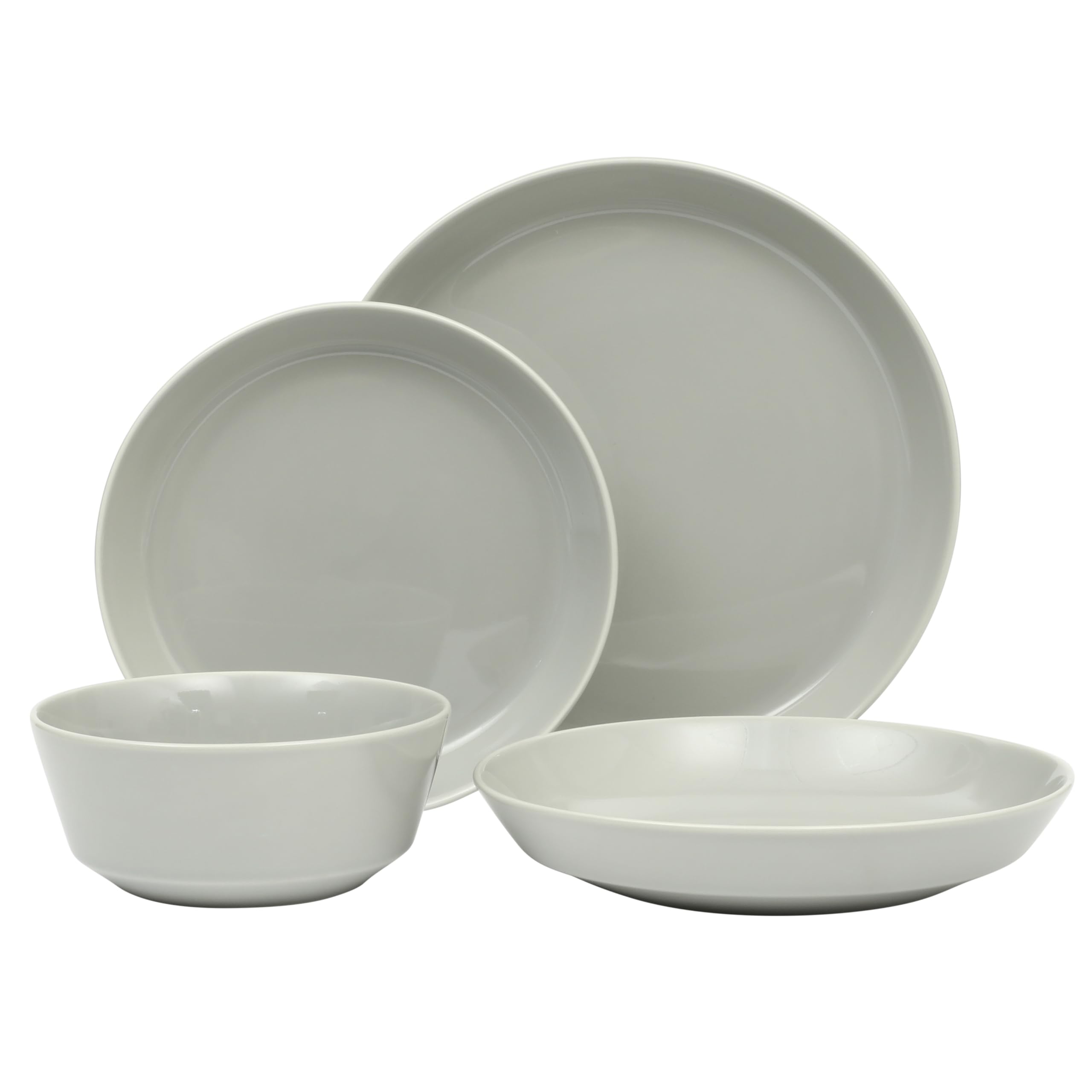 Gibson Home Oslo Porcelain Chip and Scratch Resistant Dinnerware Set, Service for 4 (16pcs), Ceramic Plates and Bowls Dishes Sets, White - Microwave and Dishwasher Safe