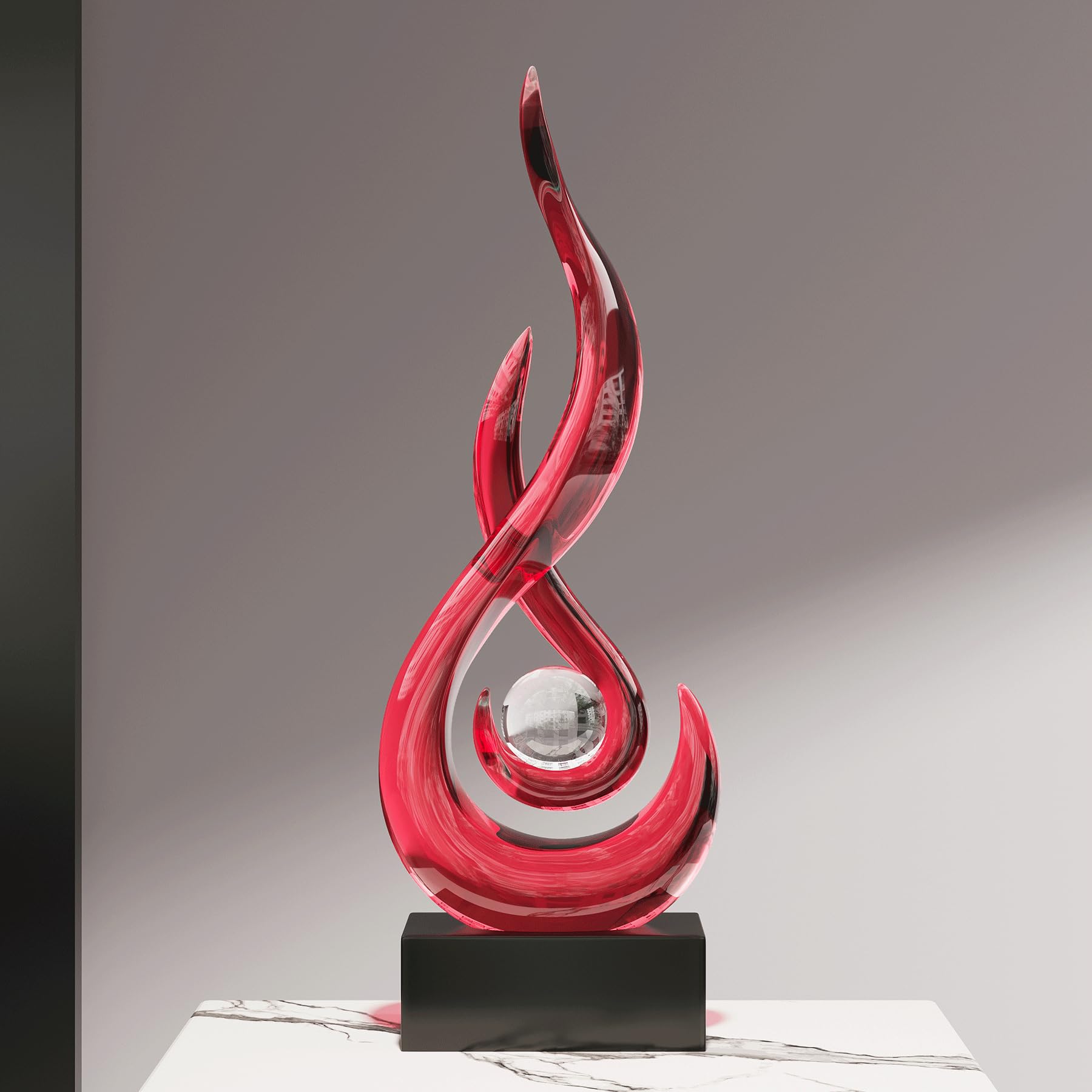 FJS Black Decor Modern Flame Statue Home Decorations for Living Room, 11.8" H Shelf Decor Accents, Abstract Art Resin Sculpture for Dining Room Office Coffee Table Centerpiece