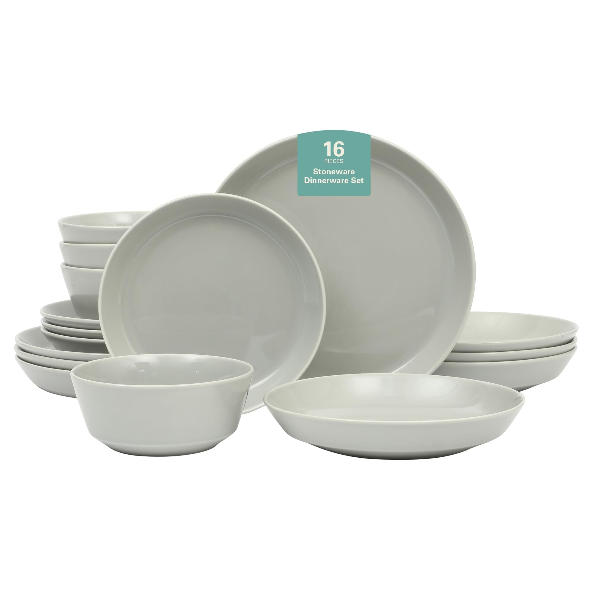 Gibson Home Oslo Porcelain Chip and Scratch Resistant Dinnerware Set, Service for 4 (16pcs), Ceramic Plates and Bowls Dishes Sets, White - Microwave and Dishwasher Safe