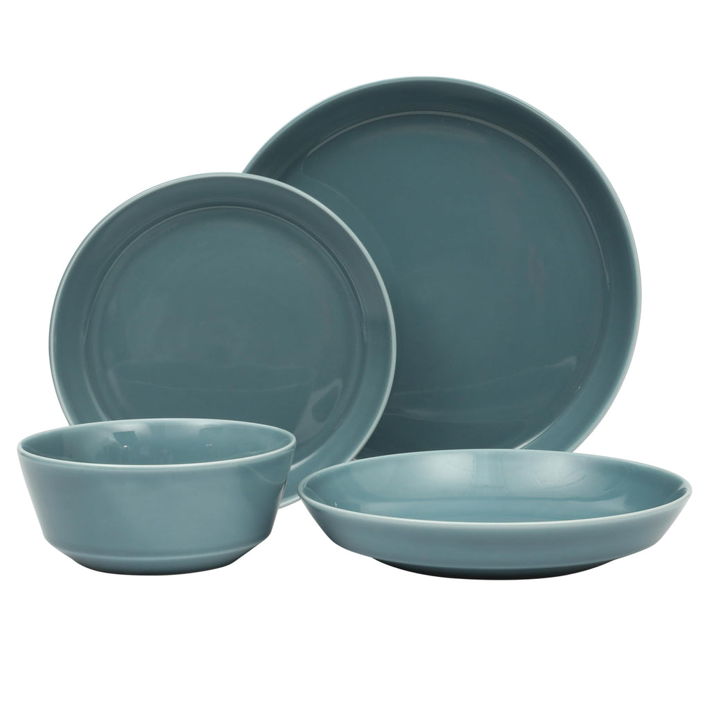 Gibson Home Oslo Porcelain Chip and Scratch Resistant Dinnerware Set, Service for 4 (16pcs), Ceramic Plates and Bowls Dishes Sets, White - Microwave and Dishwasher Safe