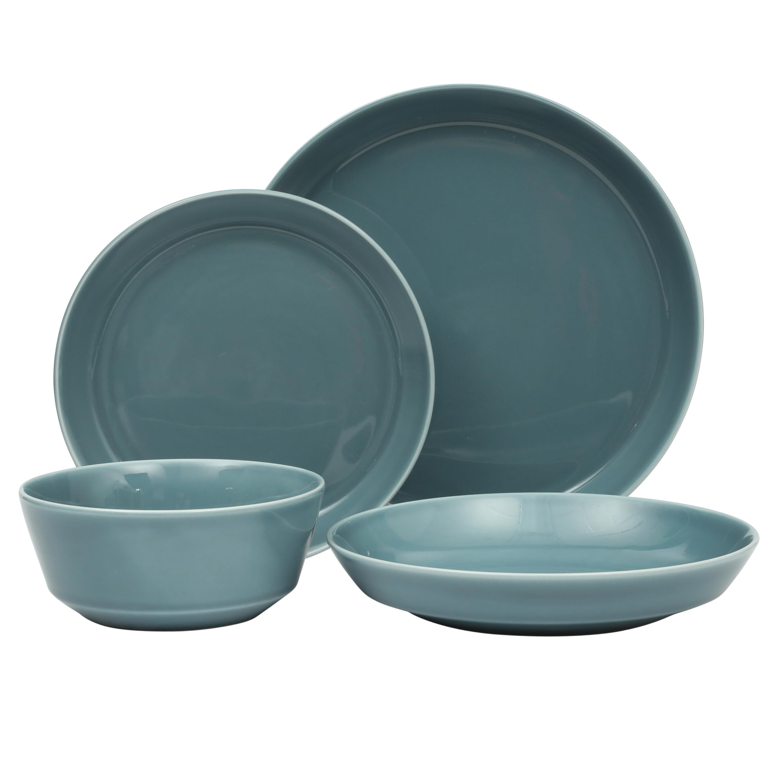 Gibson Home Oslo Porcelain Chip and Scratch Resistant Dinnerware Set, Service for 4 (16pcs), Ceramic Plates and Bowls Dishes Sets, White - Microwave and Dishwasher Safe