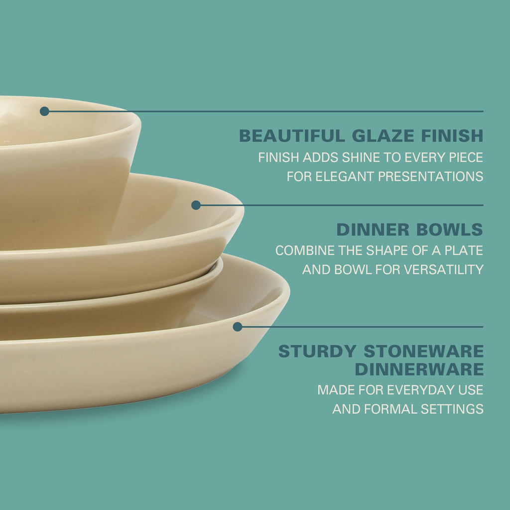 Gibson Home Oslo Porcelain Chip and Scratch Resistant Dinnerware Set, Service for 4 (16pcs), Ceramic Plates and Bowls Dishes Sets, White - Microwave and Dishwasher Safe