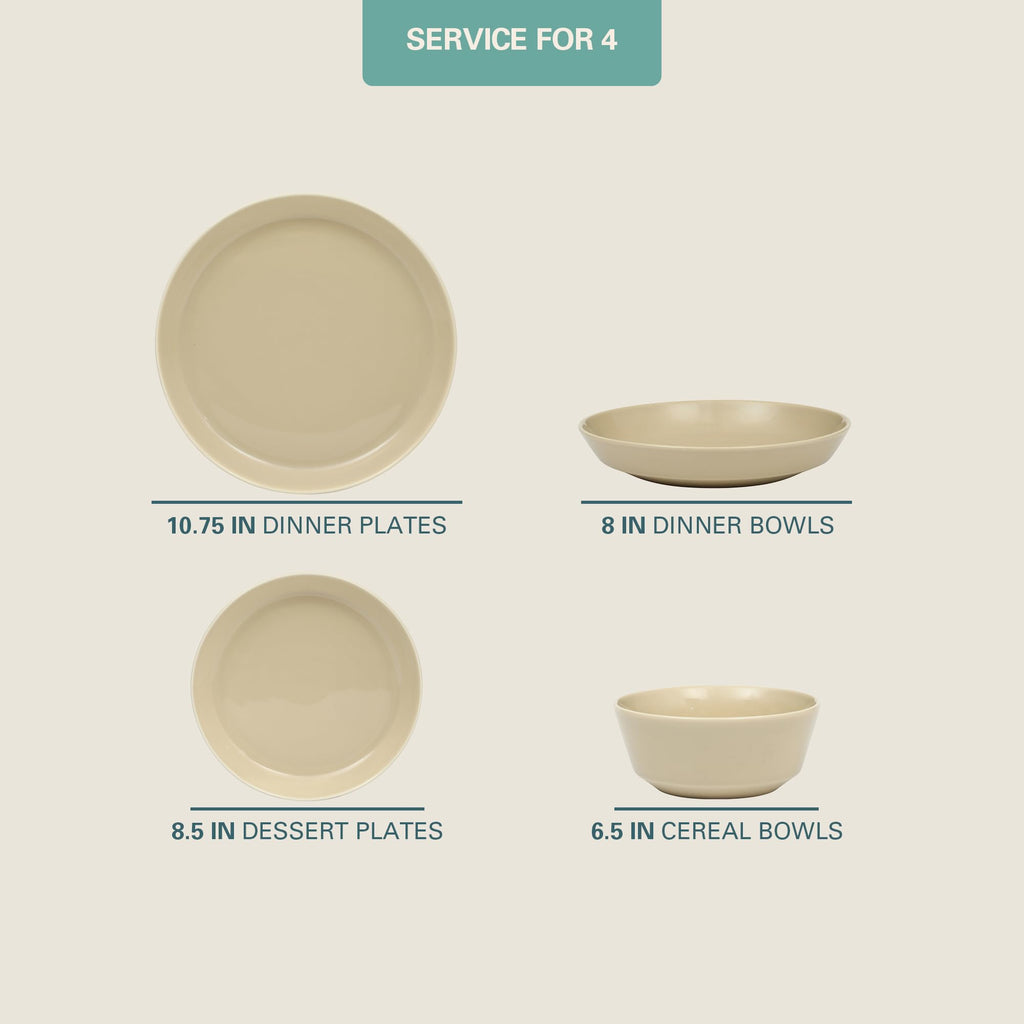 Gibson Home Oslo Porcelain Chip and Scratch Resistant Dinnerware Set, Service for 4 (16pcs), Ceramic Plates and Bowls Dishes Sets, White - Microwave and Dishwasher Safe