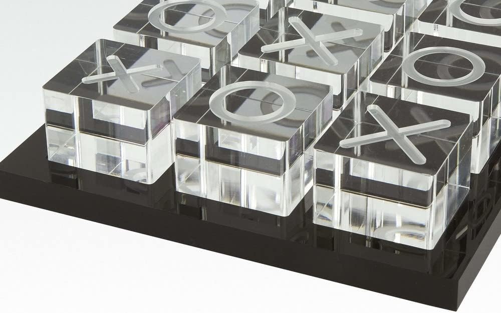 Modern Tic Tac Toe for Home Decoration Acrylic XO with Black Base Decorative Tic Tac Toe Table Top Decoration Coffee Table Decor X/O Board (Clear XO, Black Base)