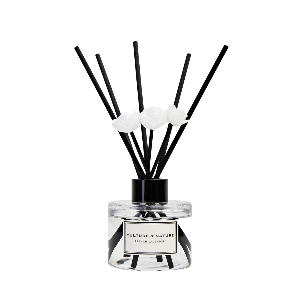 CULTURE & NATURE Reed Diffuser Set 6.7oz (200ml) Black Cherry Scented Diffuser with Sticks Home Fragrance Reed Diffuser for Bathroom Shelf Decor