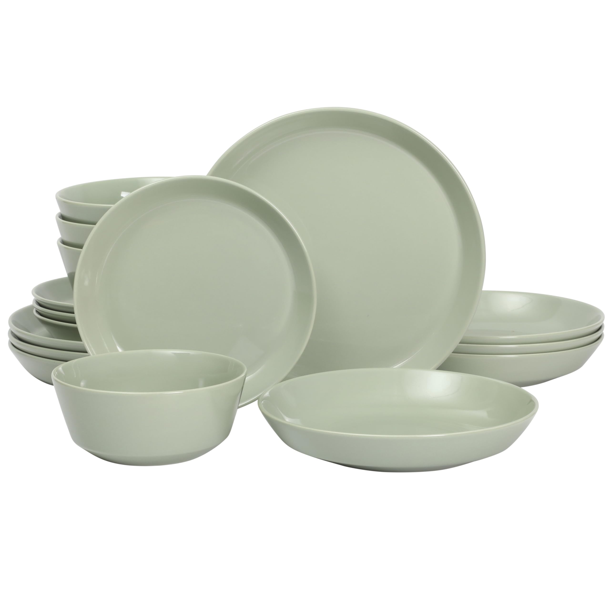 Gibson Home Oslo Porcelain Chip and Scratch Resistant Dinnerware Set, Service for 4 (16pcs), Ceramic Plates and Bowls Dishes Sets, White - Microwave and Dishwasher Safe