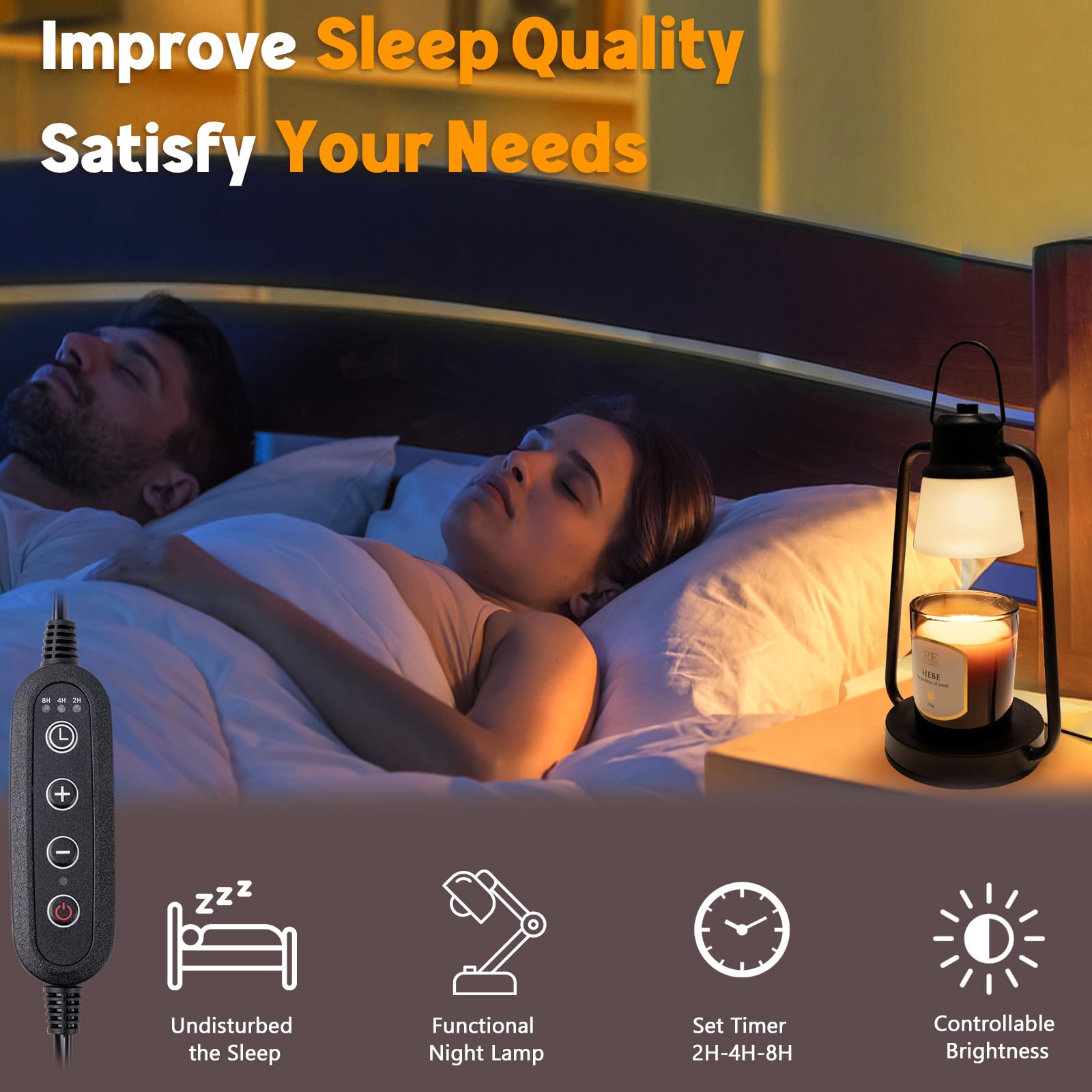 Candle Warmer Lamp with Timer Dimmable - Adjustable Electric Wax Melt Warmer Scented Large Jar Candles Lights, House Warming Birthday Gifts for Women, New Home Living Room Decor, Modern