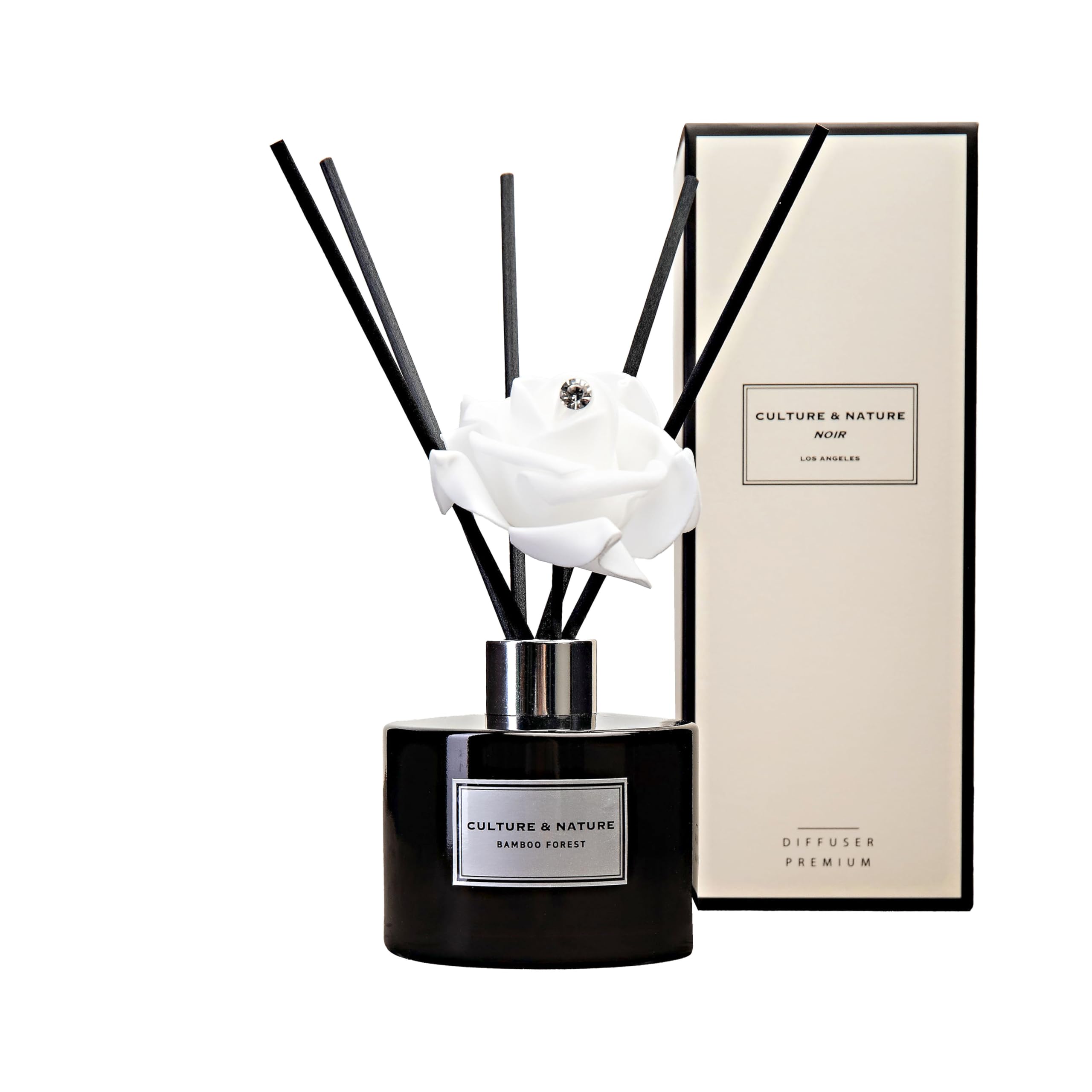 CULTURE & NATURE Reed Diffuser Set 6.7oz (200ml) Black Cherry Scented Diffuser with Sticks Home Fragrance Reed Diffuser for Bathroom Shelf Decor