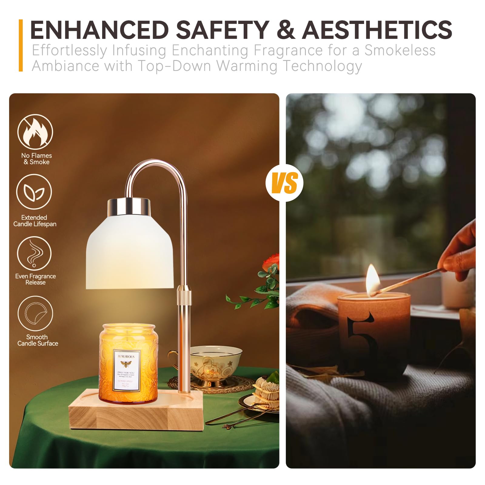 Candle Warmer Lamp with 3 Bulbs, Adjustable Height Dimmable Candle Warmer with Timer, Candle Lamp with Charming Gift Box Ribbon,Birthday Gifts for Women Mom, House Warming Gifts New Home Decor