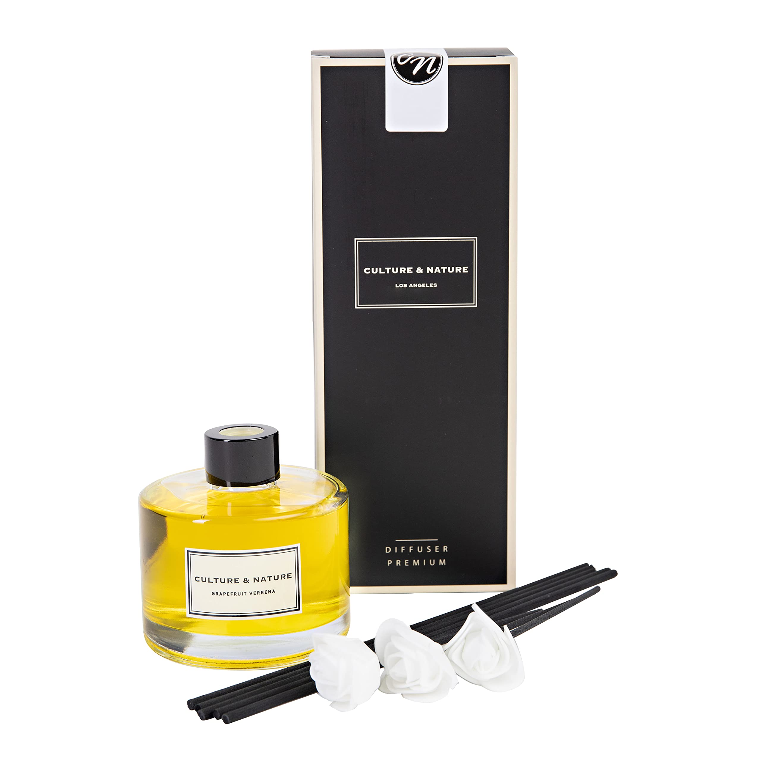 CULTURE & NATURE Reed Diffuser Set 6.7oz (200ml) Black Cherry Scented Diffuser with Sticks Home Fragrance Reed Diffuser for Bathroom Shelf Decor