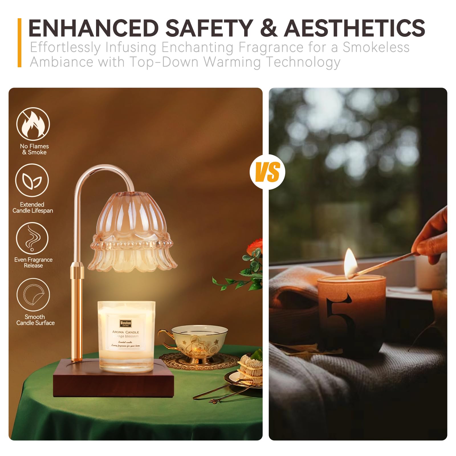 Candle Warmer Lamp with 3 Bulbs, Adjustable Height Dimmable Candle Warmer with Timer, Candle Lamp with Charming Gift Box Ribbon,Birthday Gifts for Women Mom, House Warming Gifts New Home Decor