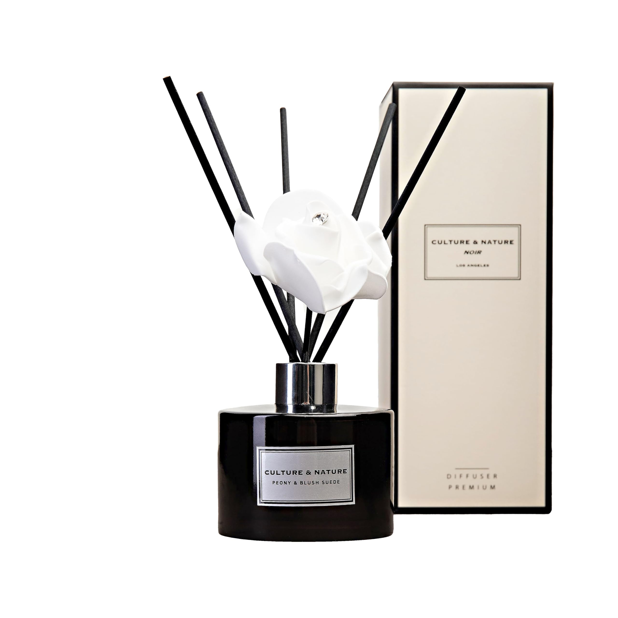 CULTURE & NATURE Reed Diffuser Set 6.7oz (200ml) Black Cherry Scented Diffuser with Sticks Home Fragrance Reed Diffuser for Bathroom Shelf Decor