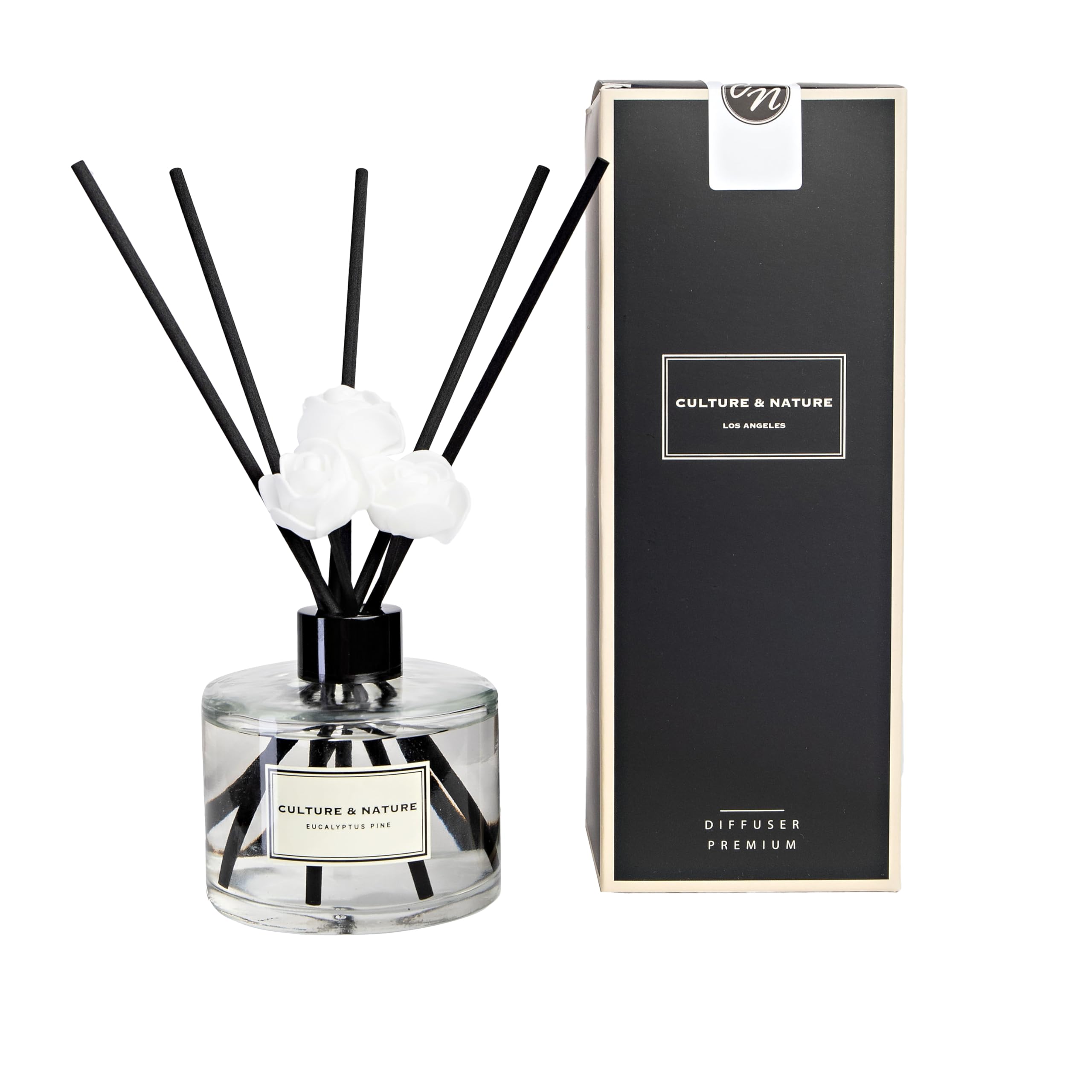 CULTURE & NATURE Reed Diffuser Set 6.7oz (200ml) Black Cherry Scented Diffuser with Sticks Home Fragrance Reed Diffuser for Bathroom Shelf Decor