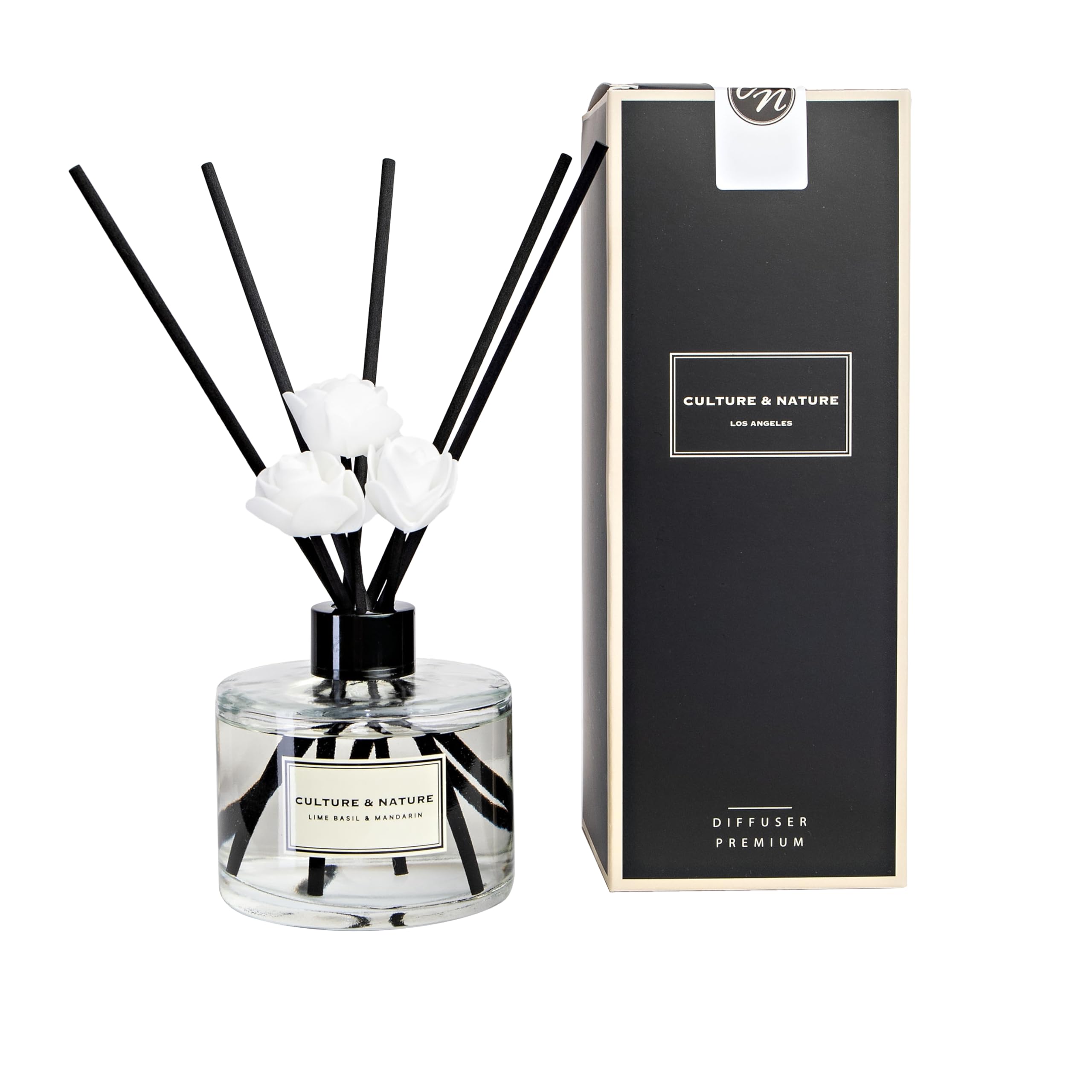 CULTURE & NATURE Reed Diffuser Set 6.7oz (200ml) Black Cherry Scented Diffuser with Sticks Home Fragrance Reed Diffuser for Bathroom Shelf Decor