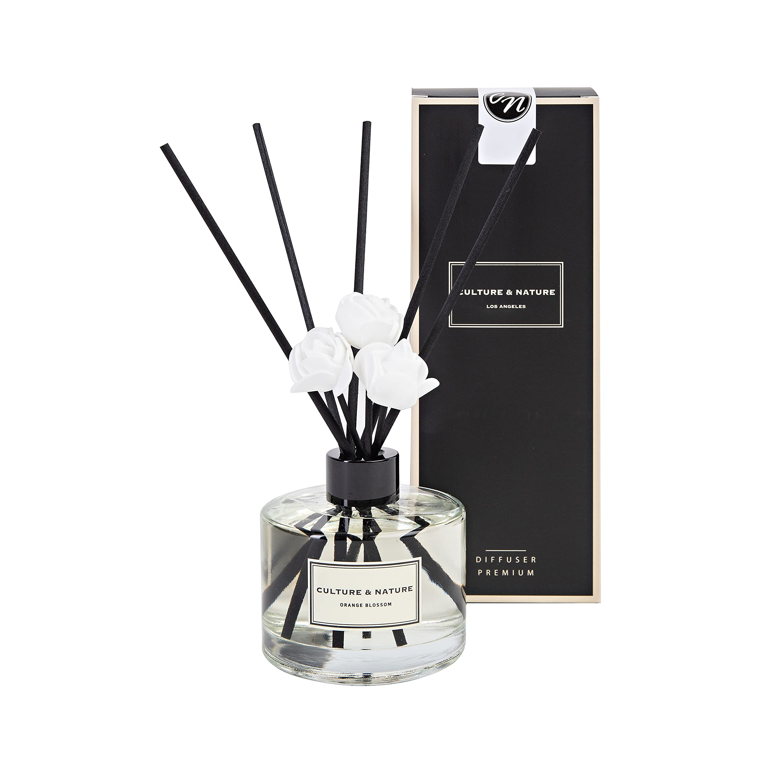 CULTURE & NATURE Reed Diffuser Set 6.7oz (200ml) Black Cherry Scented Diffuser with Sticks Home Fragrance Reed Diffuser for Bathroom Shelf Decor
