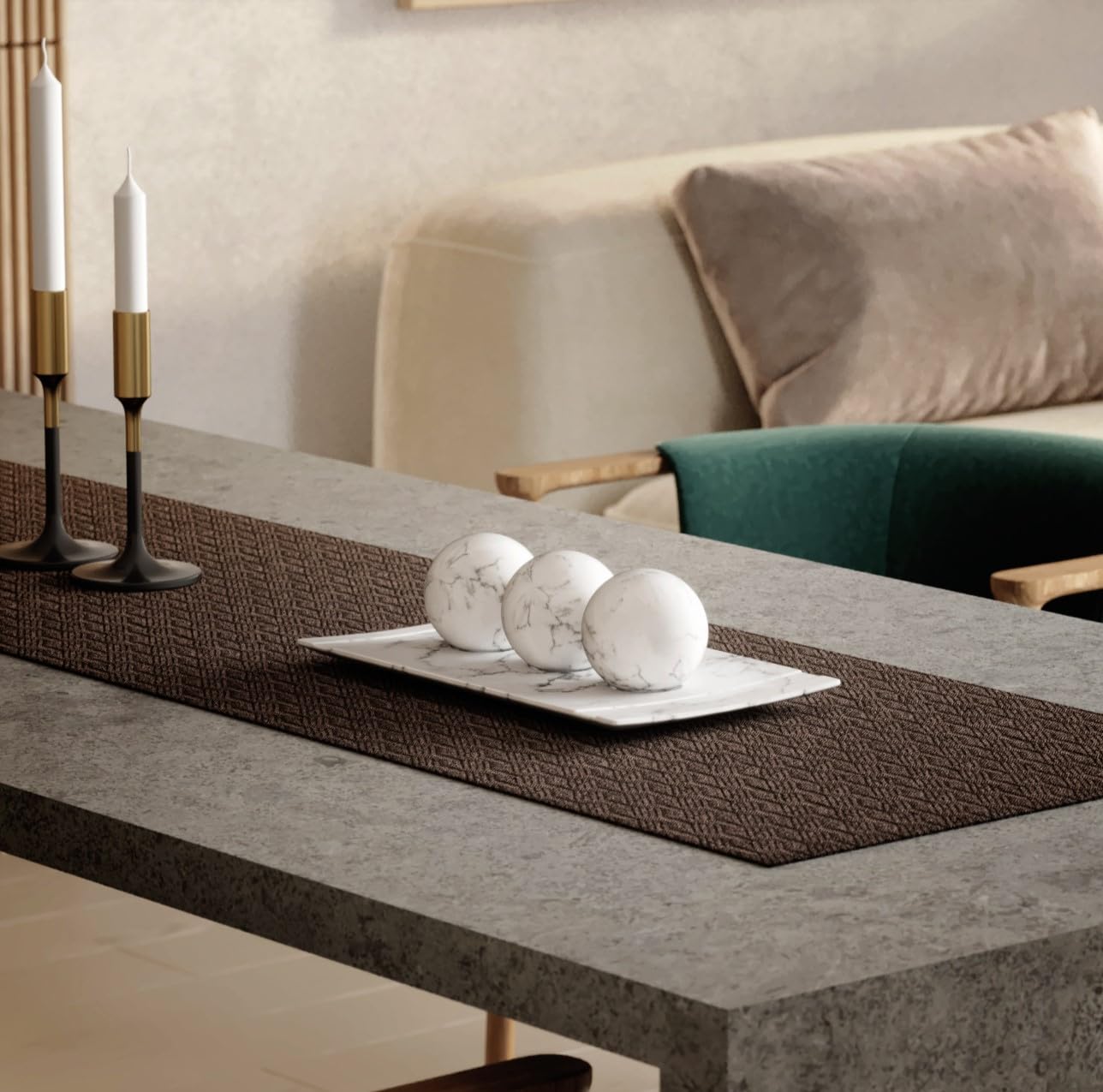 Creative Scents Black Marble Look Home Decor Bowl and Orb Set - Coffee Table Decor for Living Room - Centerpiece Table Decorations for Dining Table, Kitchen Counter, Foyer - Elegant House Decoration