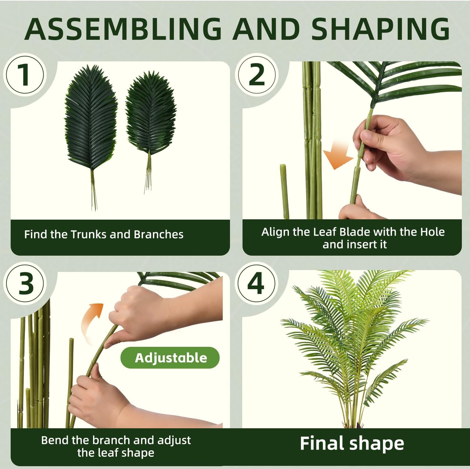 Artificial Palm Tree Indoor 6ft with Realistic Leaves and Adjustable Branches and 15 Trunks, Faux Plants Indoor Tall - Ideal for Home Decor in Living Rooms, Offices, and Bedrooms (6FT Palm Tree)