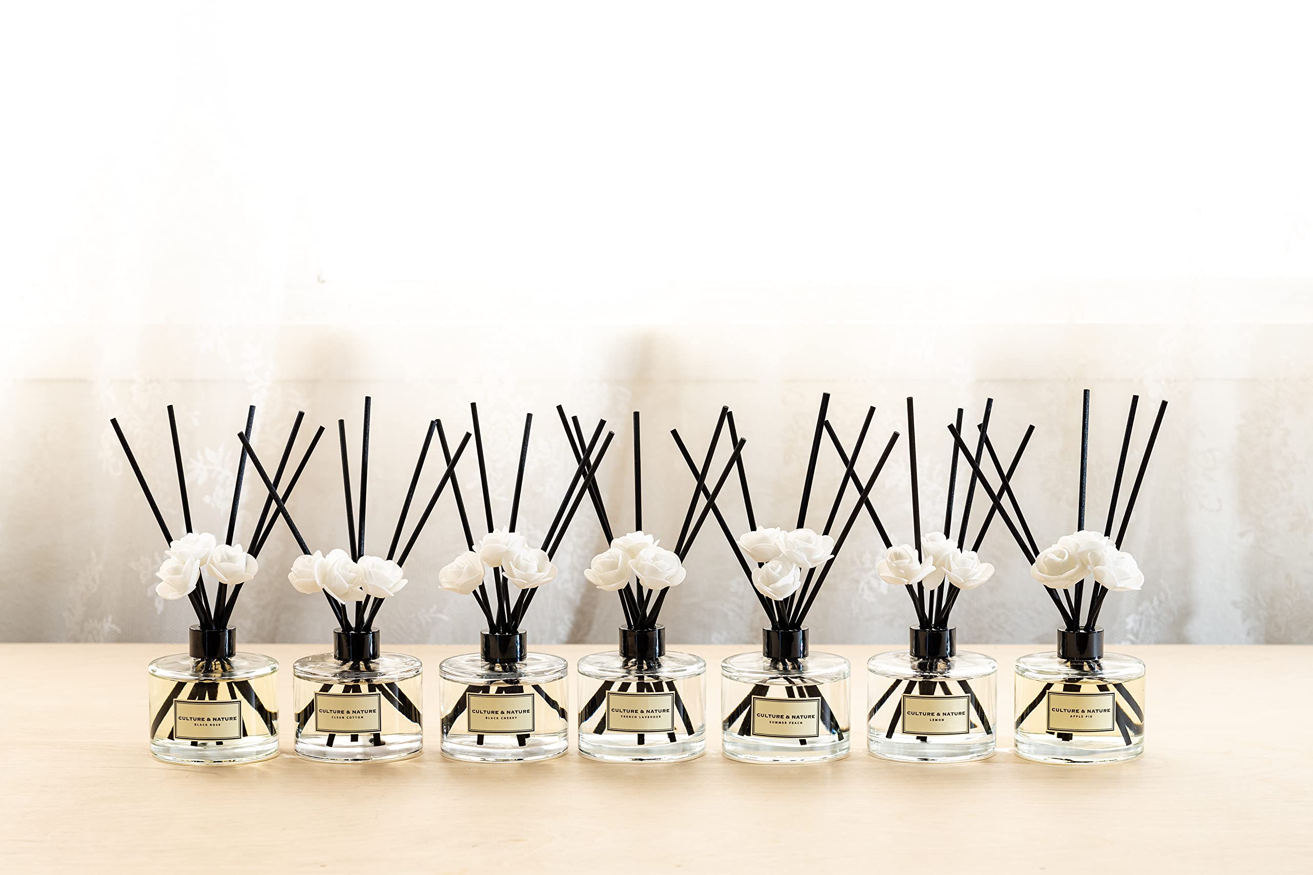 CULTURE & NATURE Reed Diffuser Set 6.7oz (200ml) Black Cherry Scented Diffuser with Sticks Home Fragrance Reed Diffuser for Bathroom Shelf Decor