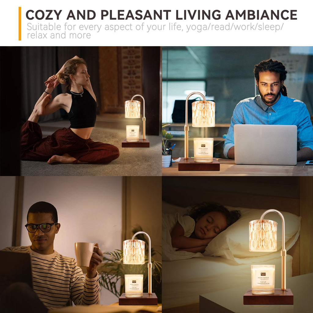 Candle Warmer Lamp with 3 Bulbs, Adjustable Height Dimmable Candle Warmer with Timer, Candle Lamp with Charming Gift Box Ribbon,Birthday Gifts for Women Mom, House Warming Gifts New Home Decor