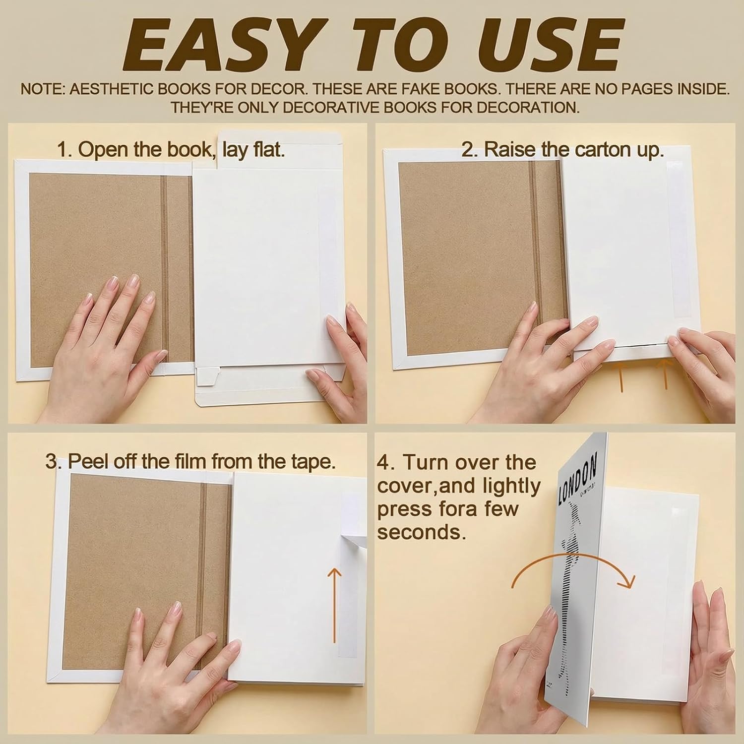 Decorative Books for Home Coffee Table Decor with Stylish Bookshelf and Office Living Room Black and White Fake Books for Decoration Faux Stack Book (Set of 3)