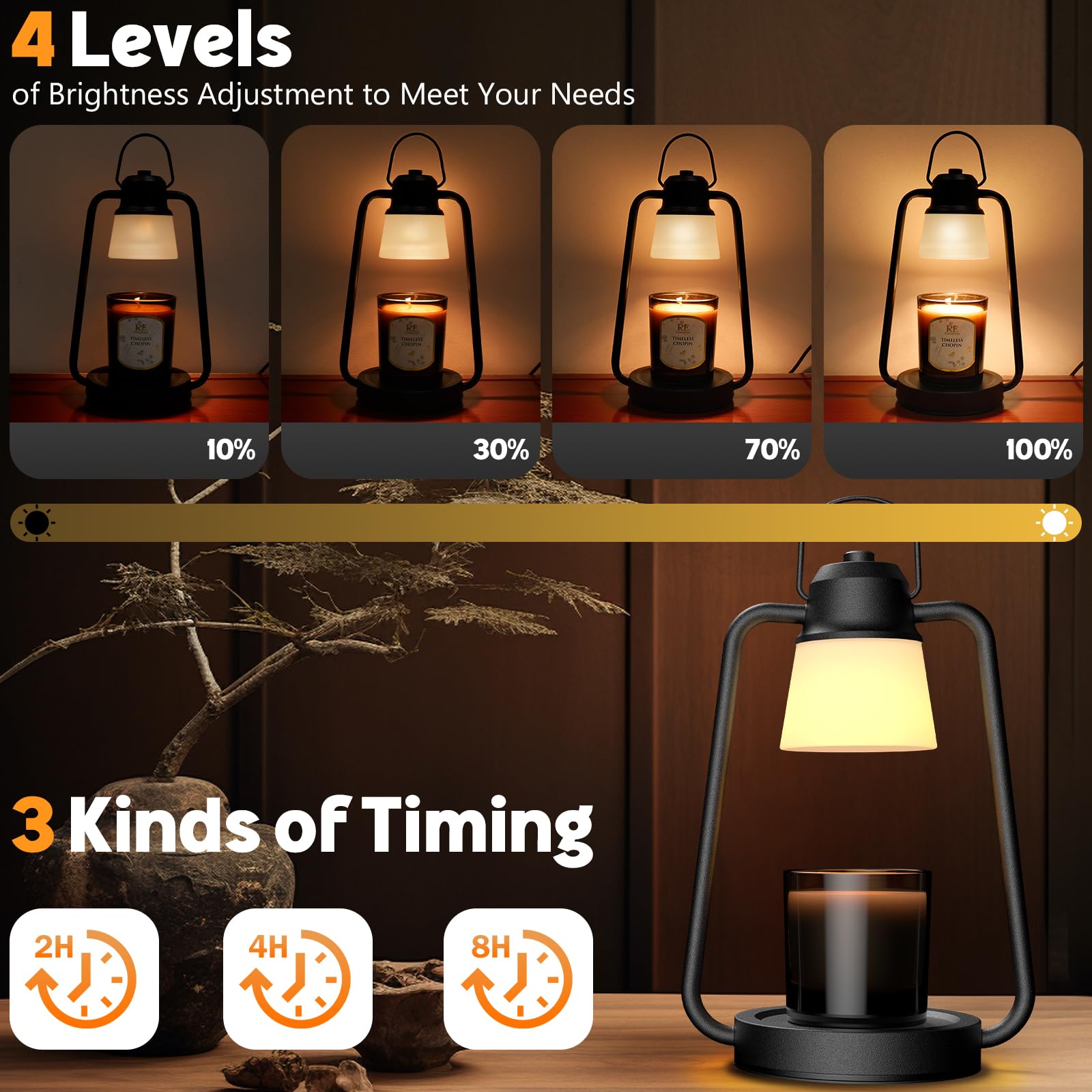 Candle Warmer Lamp with Timer Dimmable - Adjustable Electric Wax Melt Warmer Scented Large Jar Candles Lights, House Warming Birthday Gifts for Women, New Home Living Room Decor, Modern