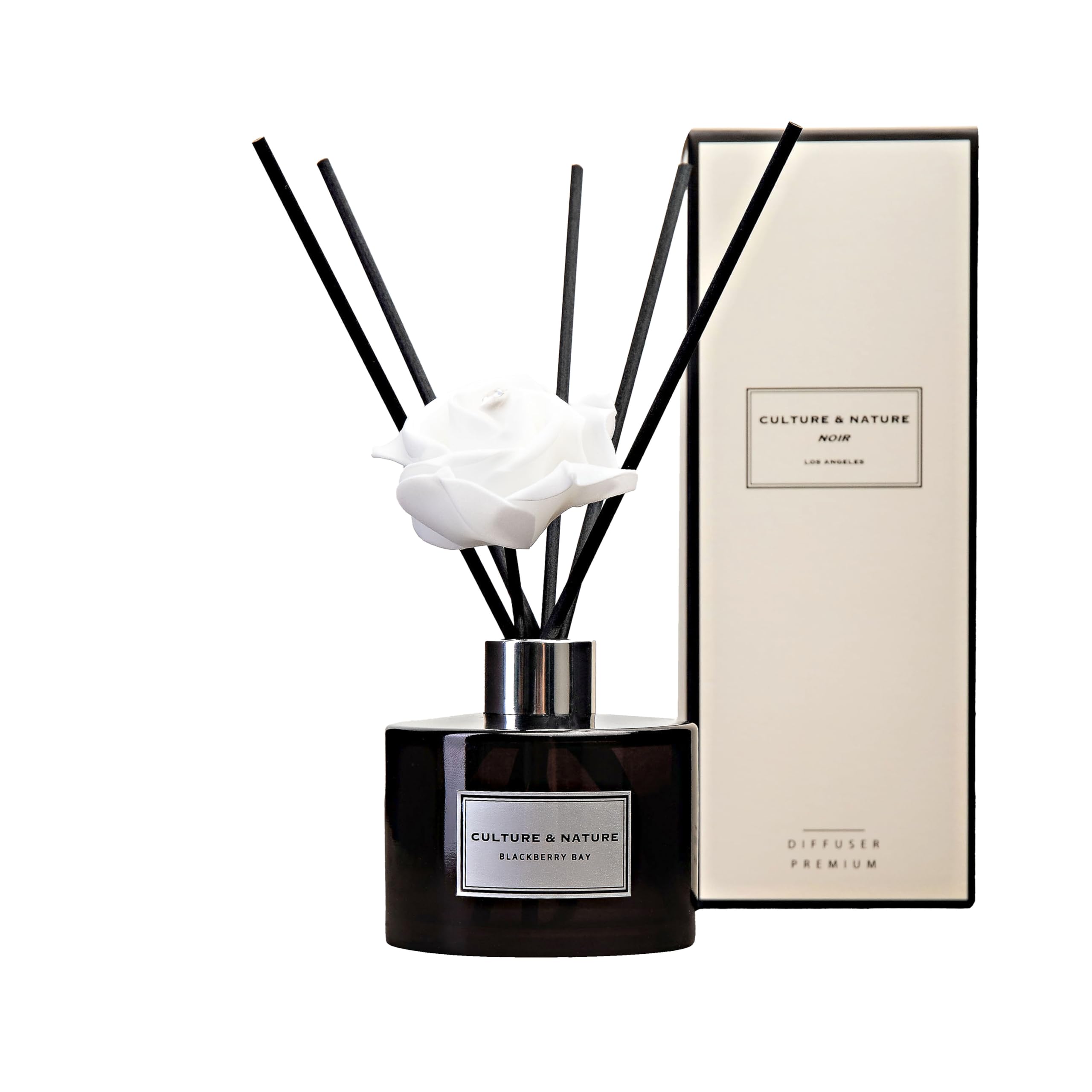 CULTURE & NATURE Reed Diffuser Set 6.7oz (200ml) Black Cherry Scented Diffuser with Sticks Home Fragrance Reed Diffuser for Bathroom Shelf Decor