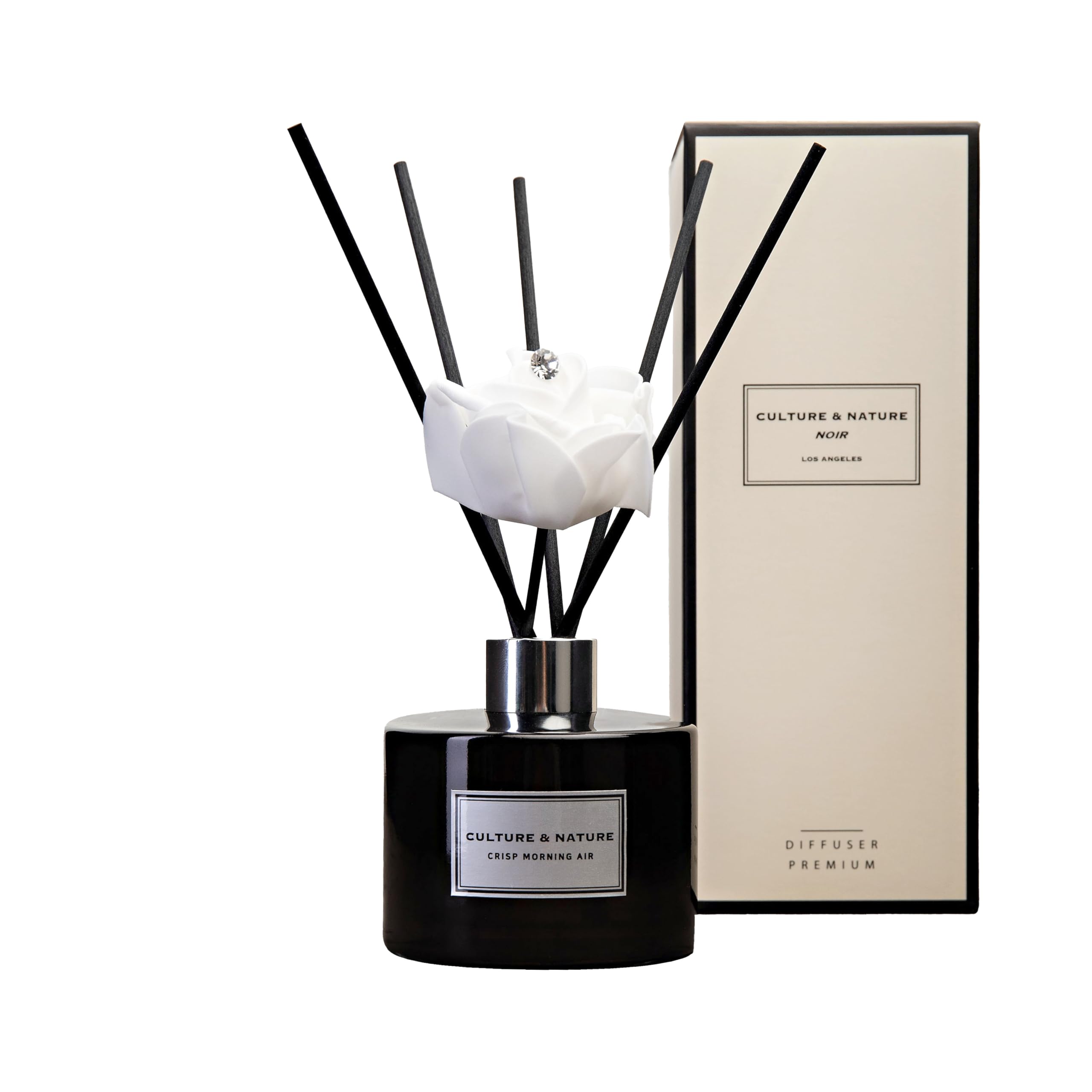 CULTURE & NATURE Reed Diffuser Set 6.7oz (200ml) Black Cherry Scented Diffuser with Sticks Home Fragrance Reed Diffuser for Bathroom Shelf Decor