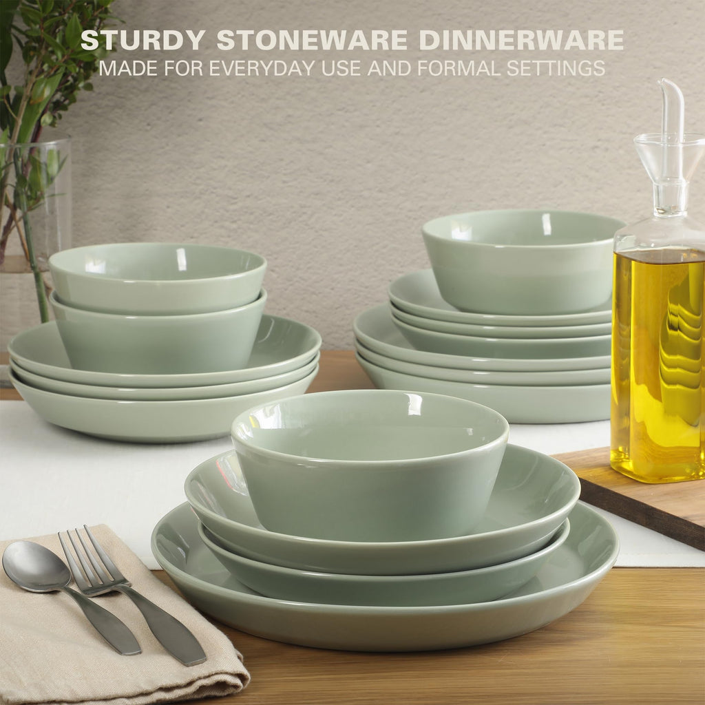 Gibson Home Oslo Porcelain Chip and Scratch Resistant Dinnerware Set, Service for 4 (16pcs), Ceramic Plates and Bowls Dishes Sets, White - Microwave and Dishwasher Safe