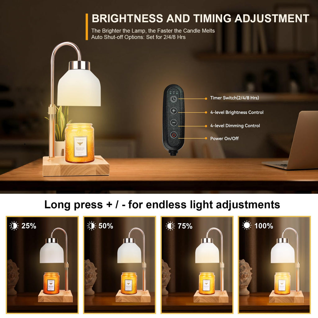 Candle Warmer Lamp with 3 Bulbs, Adjustable Height Dimmable Candle Warmer with Timer, Candle Lamp with Charming Gift Box Ribbon,Birthday Gifts for Women Mom, House Warming Gifts New Home Decor