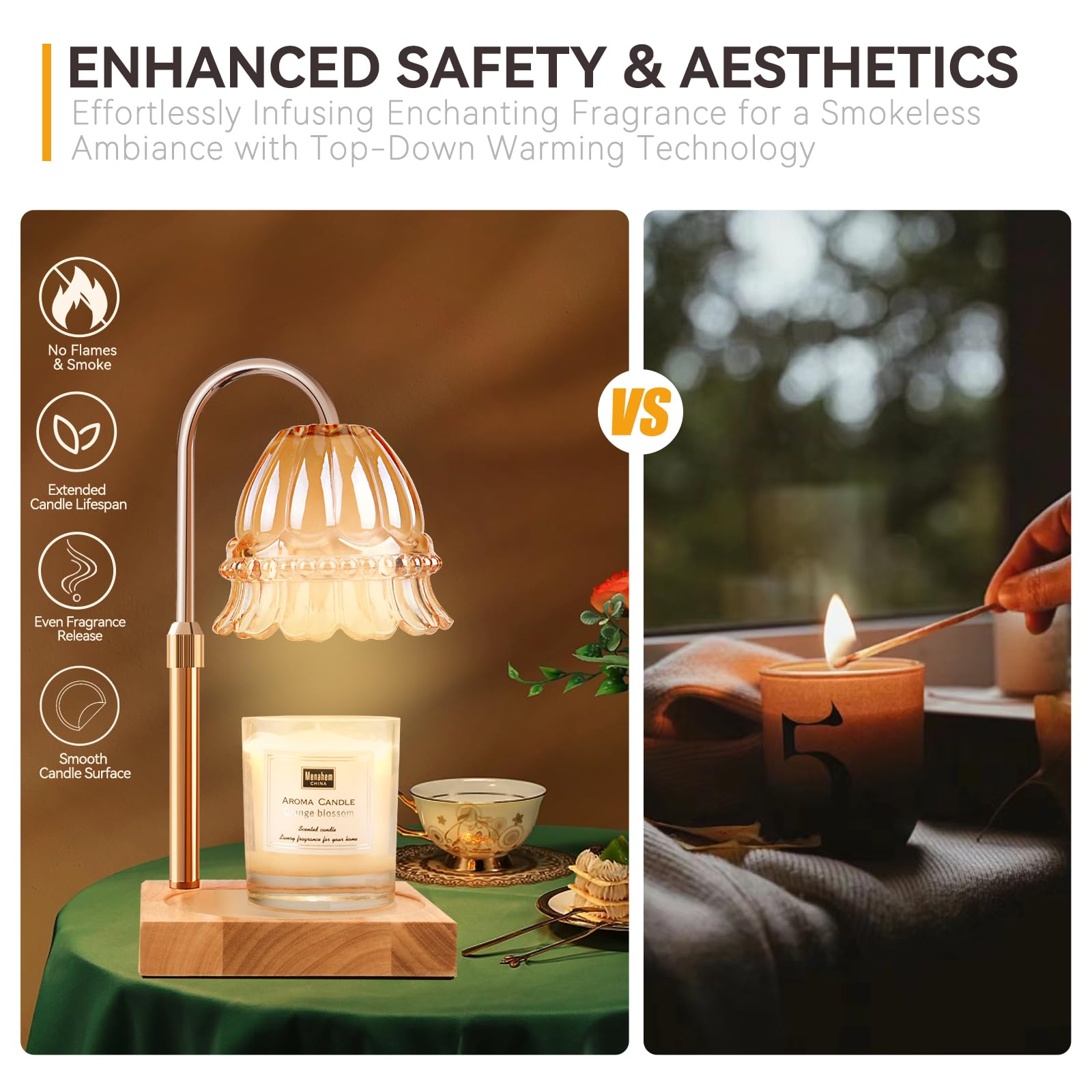 Candle Warmer Lamp with 3 Bulbs, Adjustable Height Dimmable Candle Warmer with Timer, Candle Lamp with Charming Gift Box Ribbon,Birthday Gifts for Women Mom, House Warming Gifts New Home Decor