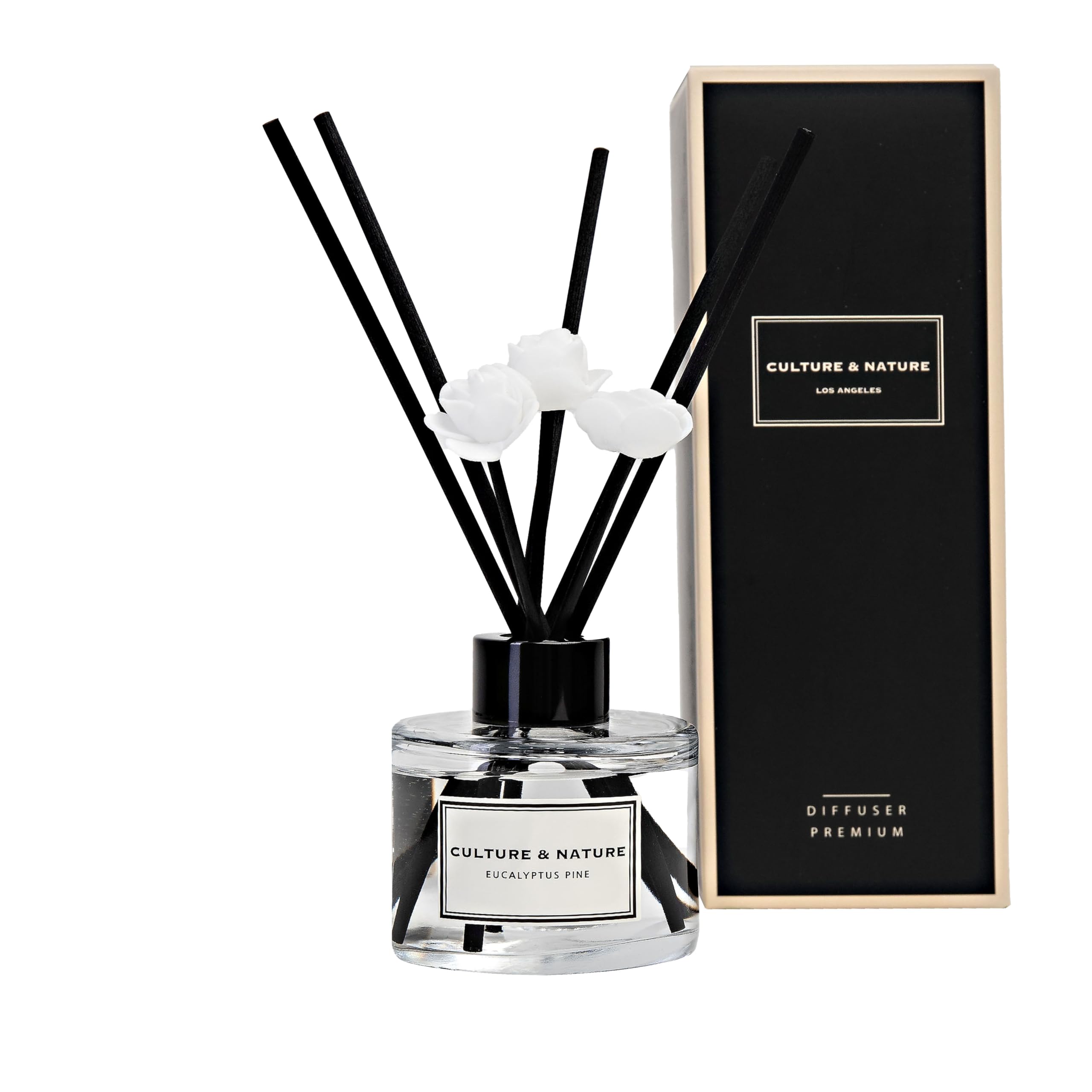CULTURE & NATURE Reed Diffuser Set 6.7oz (200ml) Black Cherry Scented Diffuser with Sticks Home Fragrance Reed Diffuser for Bathroom Shelf Decor