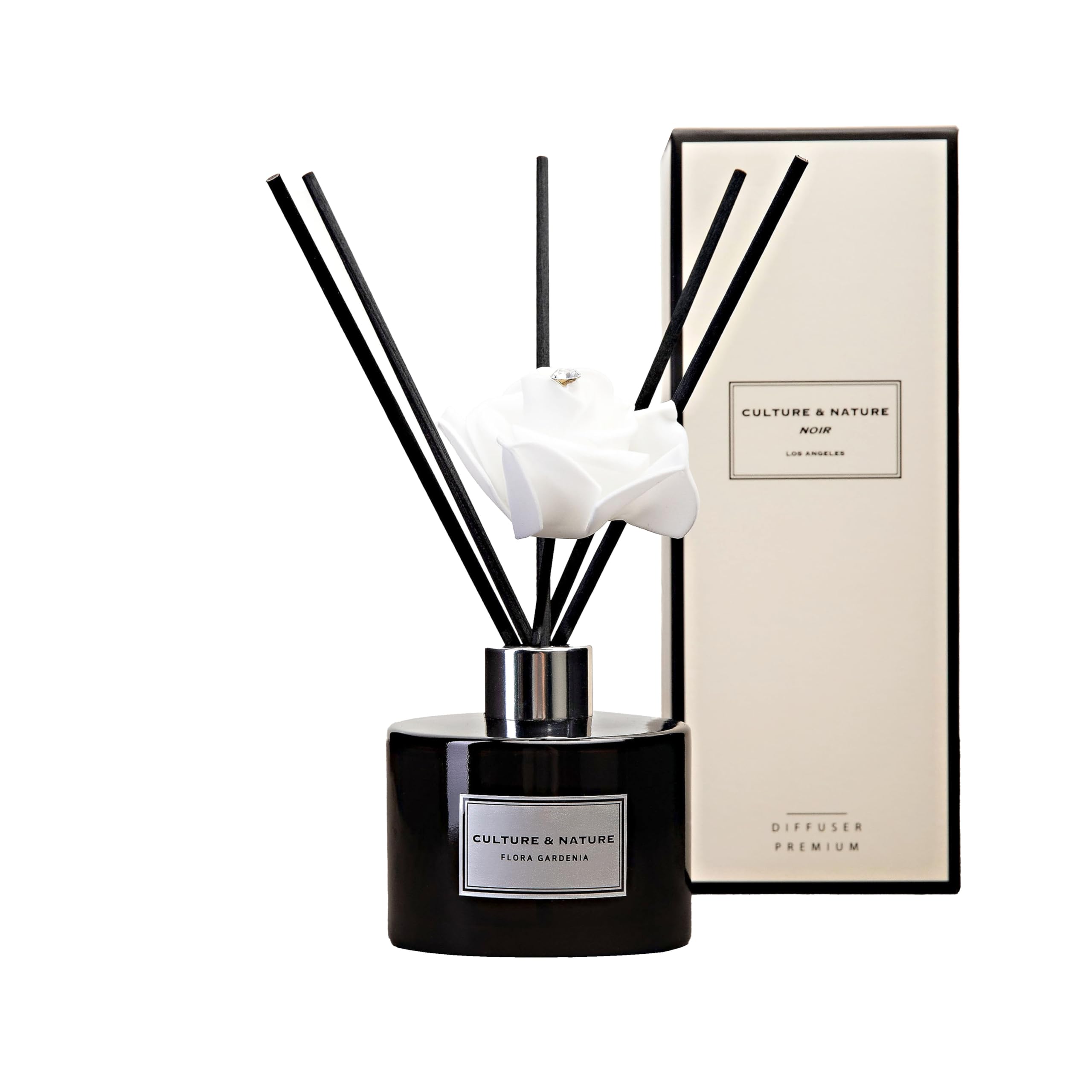 CULTURE & NATURE Reed Diffuser Set 6.7oz (200ml) Black Cherry Scented Diffuser with Sticks Home Fragrance Reed Diffuser for Bathroom Shelf Decor