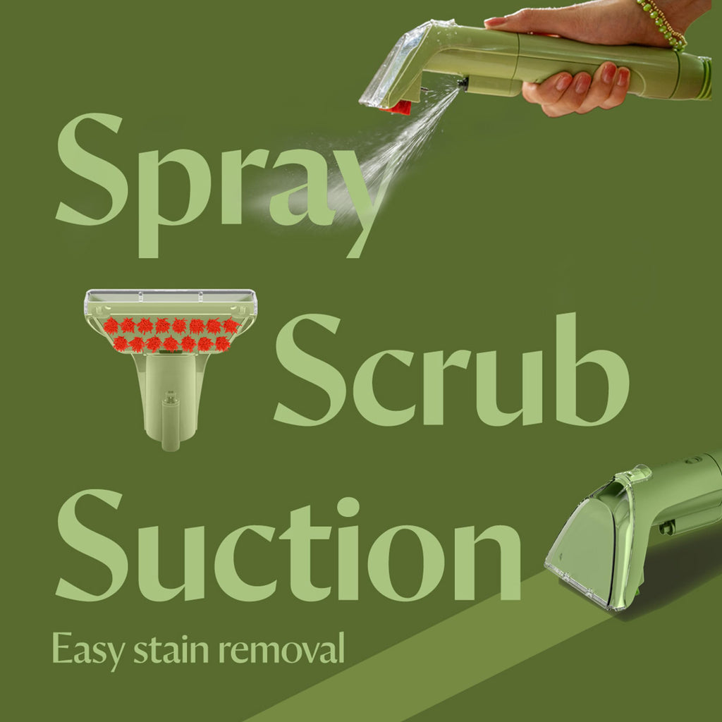 BISSELL Little Green Mini Portable Carpet and Upholstery Deep Cleaner, Car/Auto Detailer, with HydroRinse Self-Cleaning Tool and 4" Tough Stain Tool, Tea Green, 4075